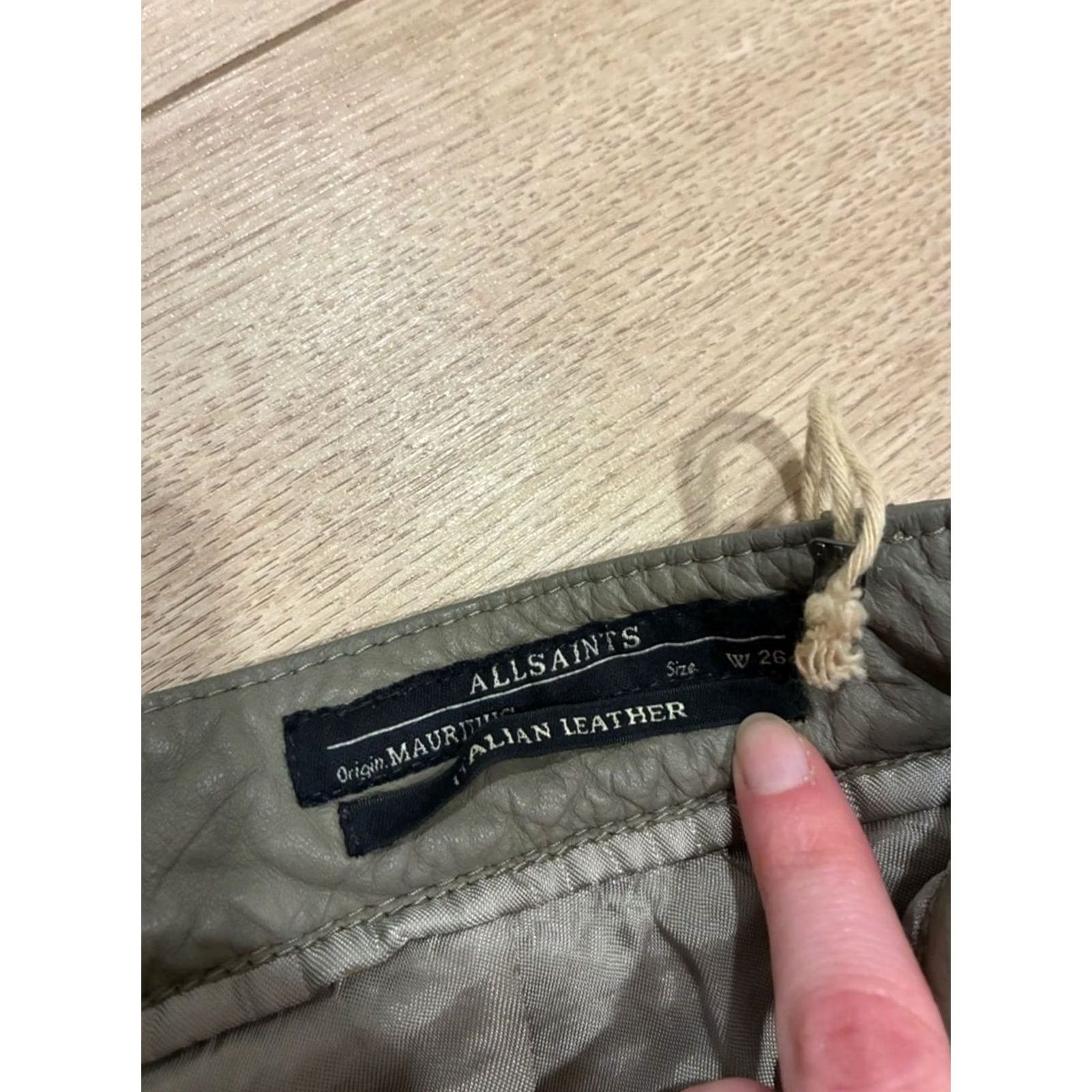 Allsaints NWT All Saints Women Leather Biker Trouser Sage Green Moto Skinny Size 26 Size 26" / US 2 / IT 38 - 6 Thumbnail