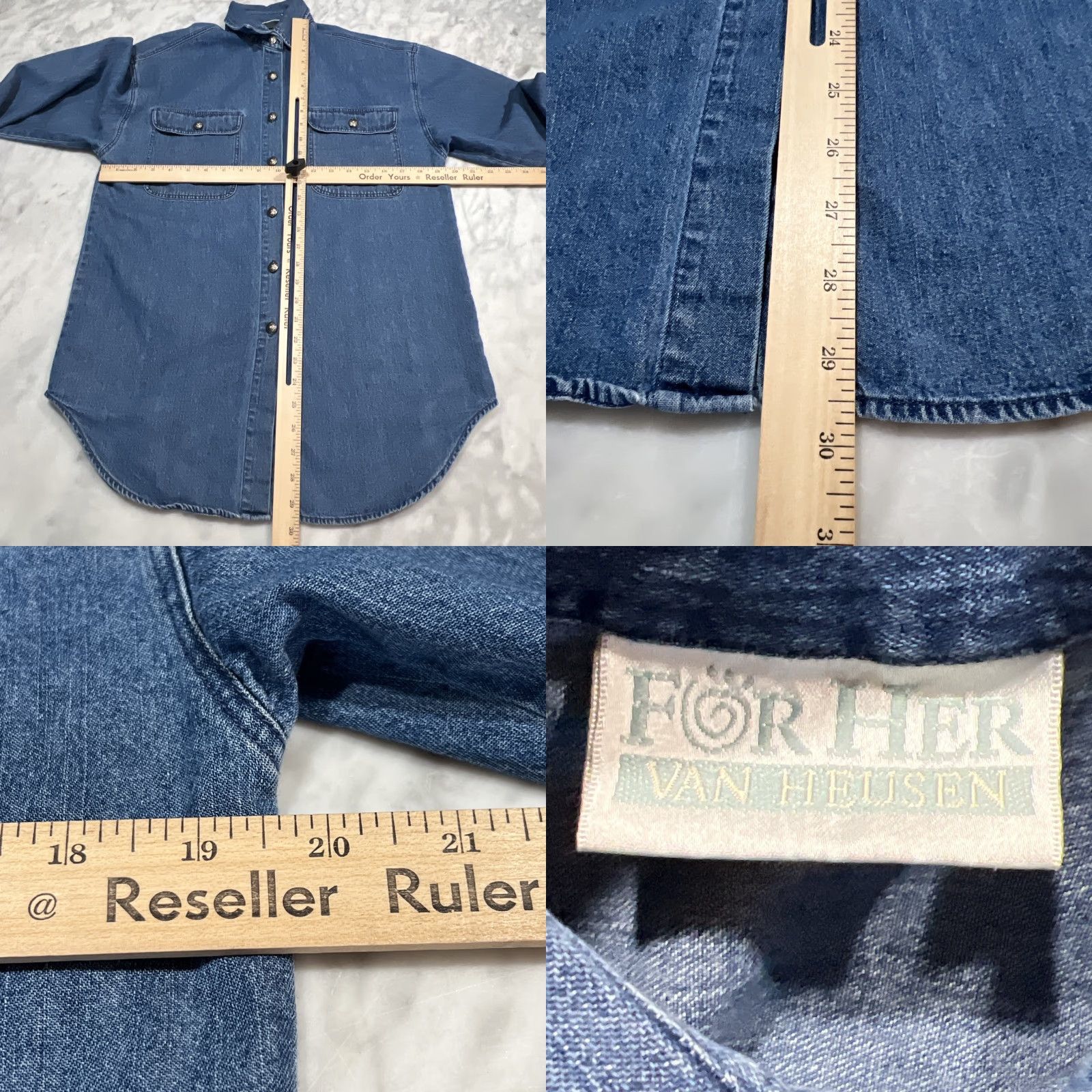 Van Heusen VAN HEUSEN Denim Shirt Women XS FOR HER Long Sleeve Button Front Cotton Blue Vtg Size XS / US 0-2 / IT 36-38 - 8 Thumbnail
