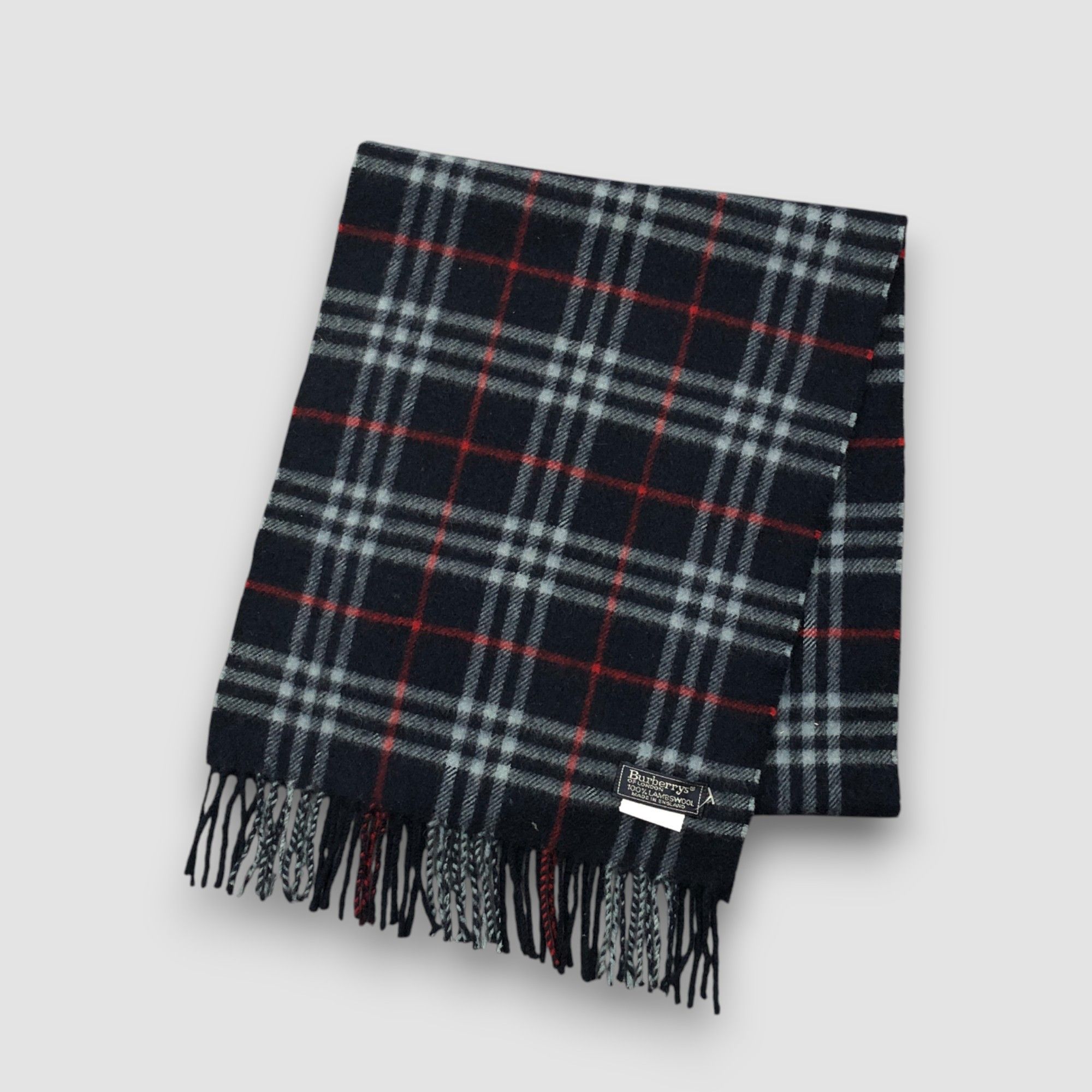 Burberry Vintage Burberrys Scarf Muffler Plaid Check Wool Scarves Size ONE SIZE - 3 Thumbnail