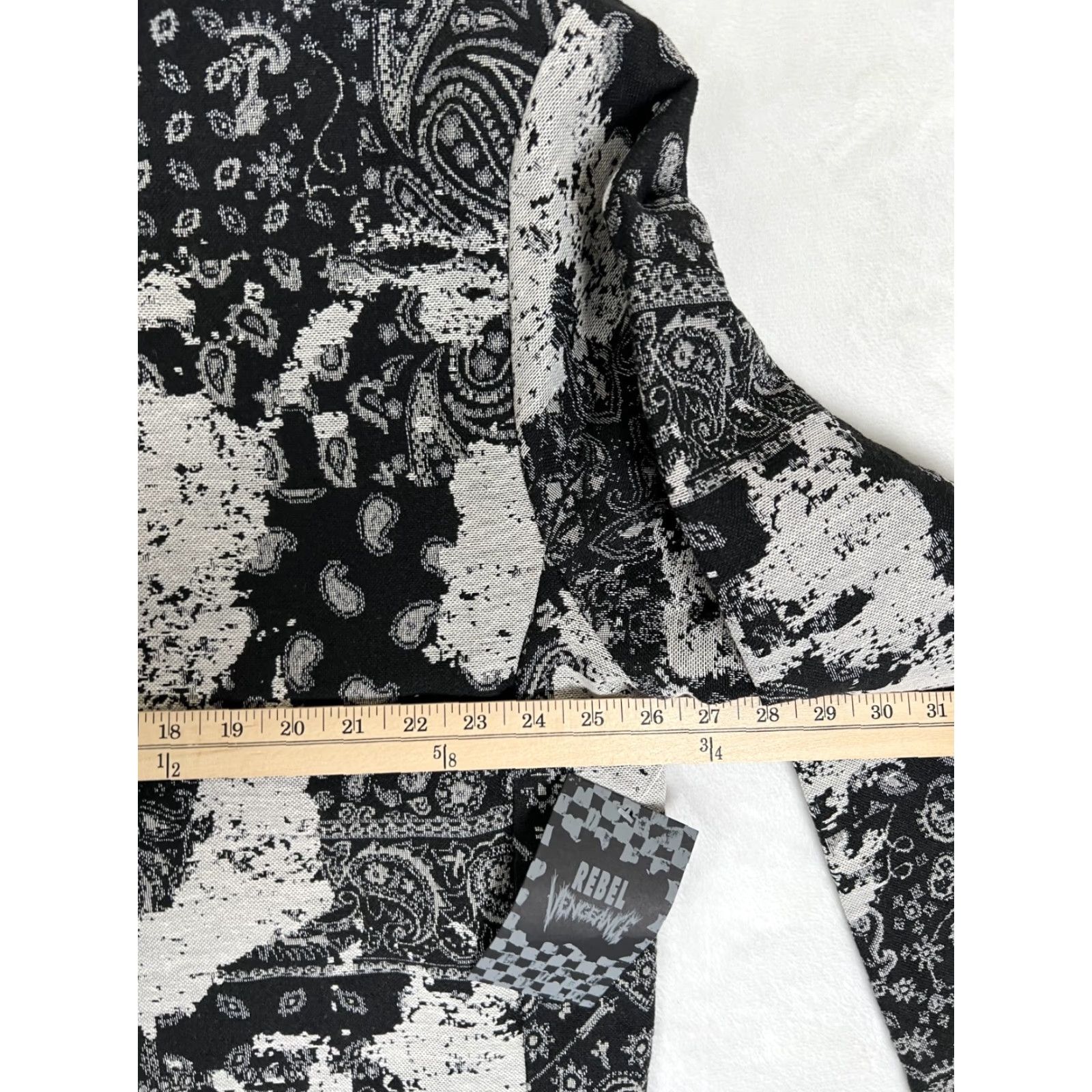 VINTAGE Rebel Vengeance Jacket Paisley Bandana Print Tapestry Overcoat Black XL Men