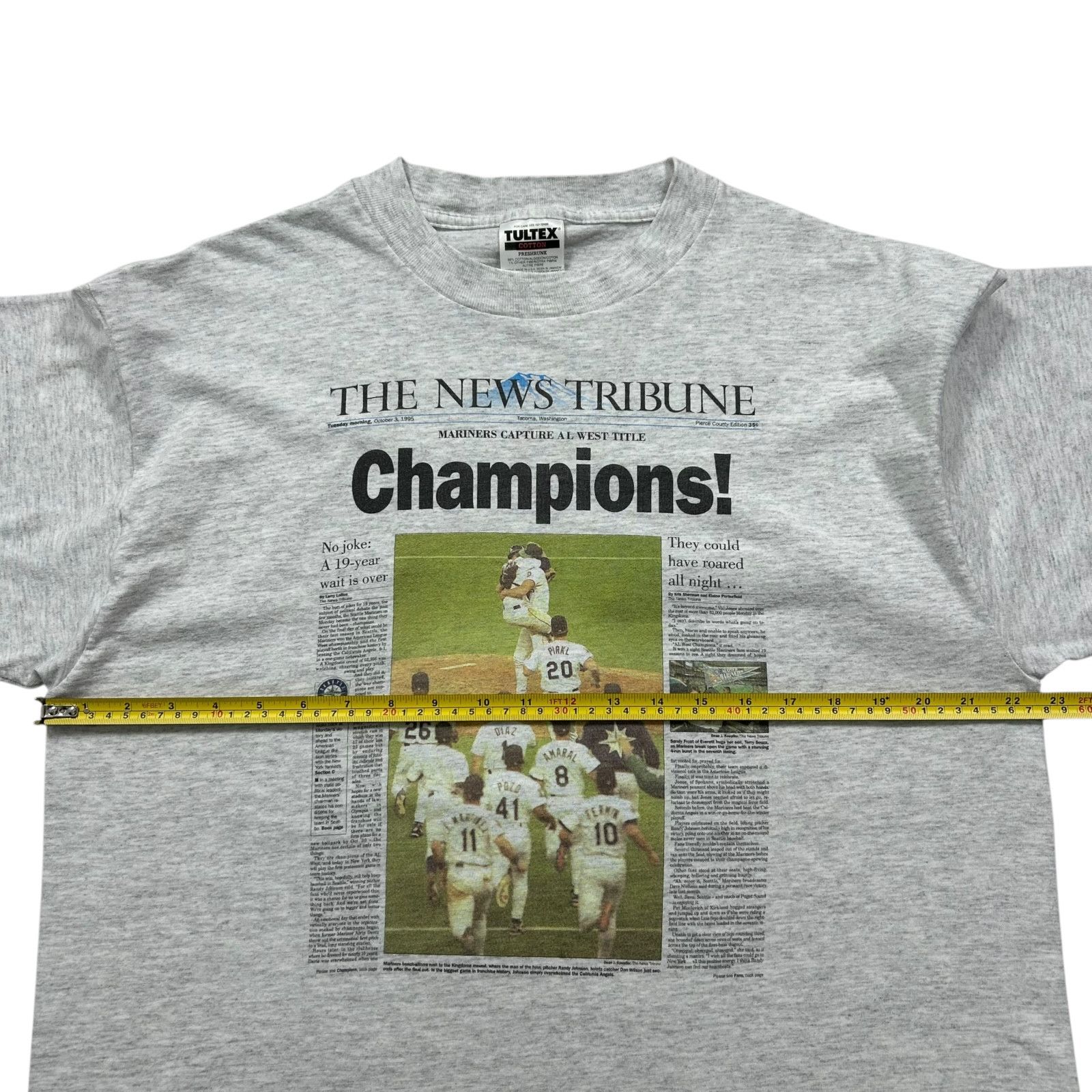 MLB VTG 90s MLB SEATTLE MARINERS 1995 NEWSPAPER CHAMPIONS Size US XL / EU 56 / 4 - 6 Thumbnail