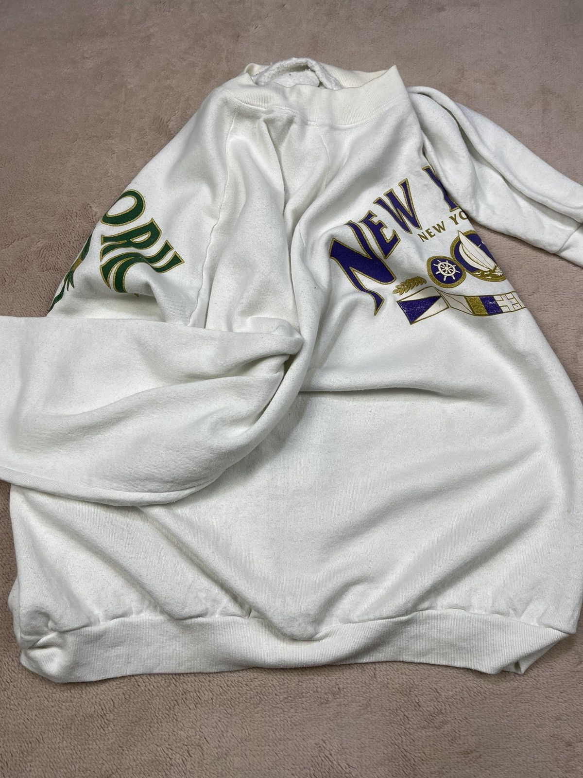 Fruit Of The Loom Vintage 90s Sun Art NEW YORK Both Print Sweatshirts Size US L / EU 52-54 / 3 - 12 Thumbnail