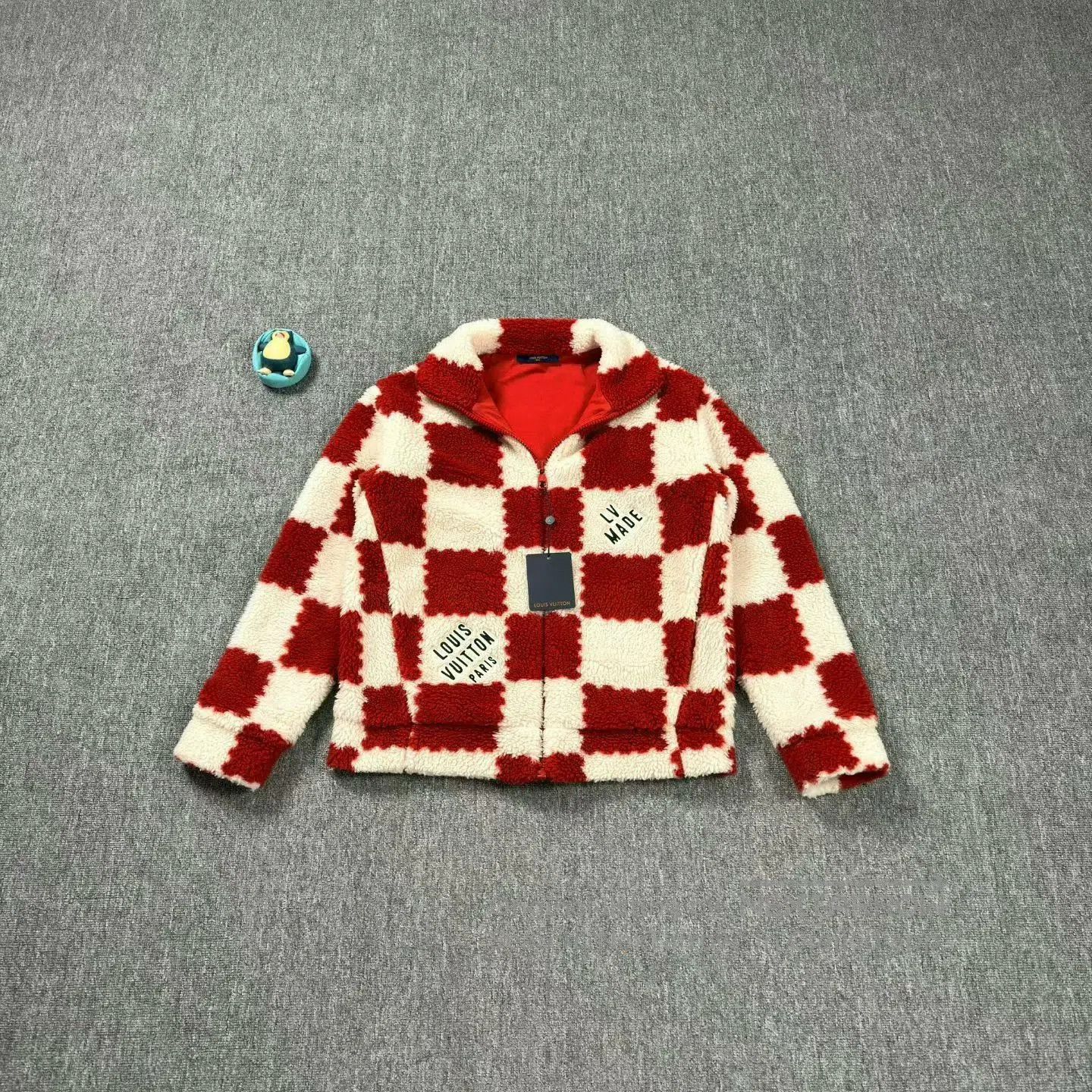 Louis Vuitton LV Nigo Red and White Teddy Fleece Jacket. Size US L / EU 52-54 / 3 - 1 Thumbnail