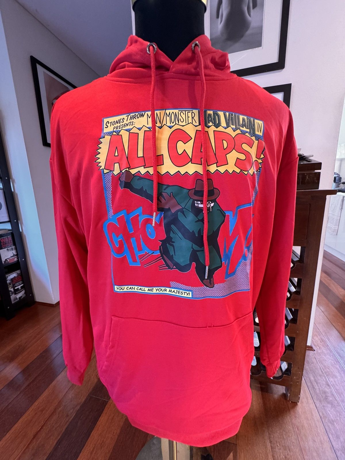 MF Doom MF DOOM ALL CAPS Cotton Blend Red Chest Print Hoodie Size L Size US XL / EU 56 / 4 - 1 Thumbnail