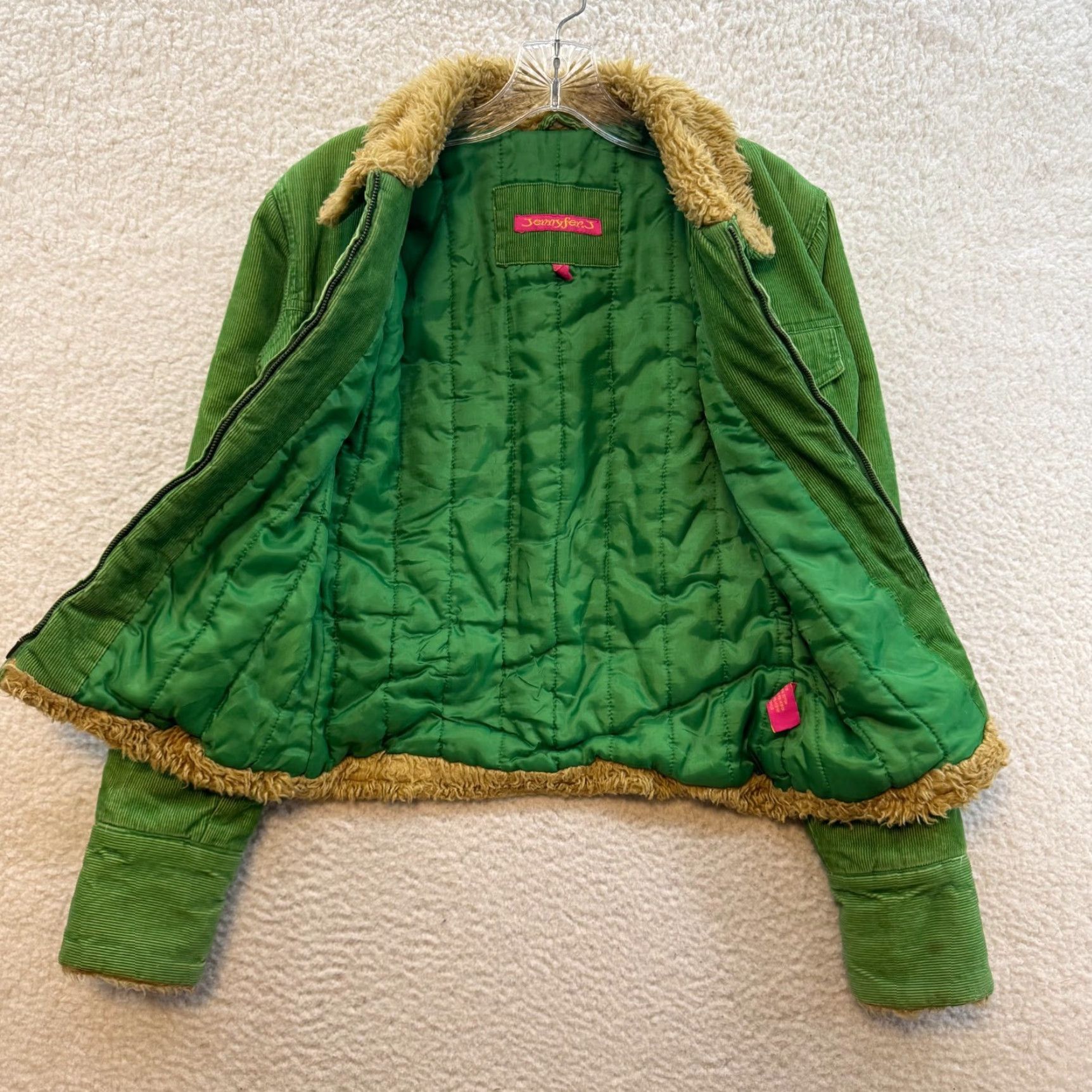 Vintage VINTAGE Jennyfer J Corduroy Jacket Womens Green Faux Fur Collar Full Zip Small S Size S / US 4 / IT 40 - 3 Thumbnail
