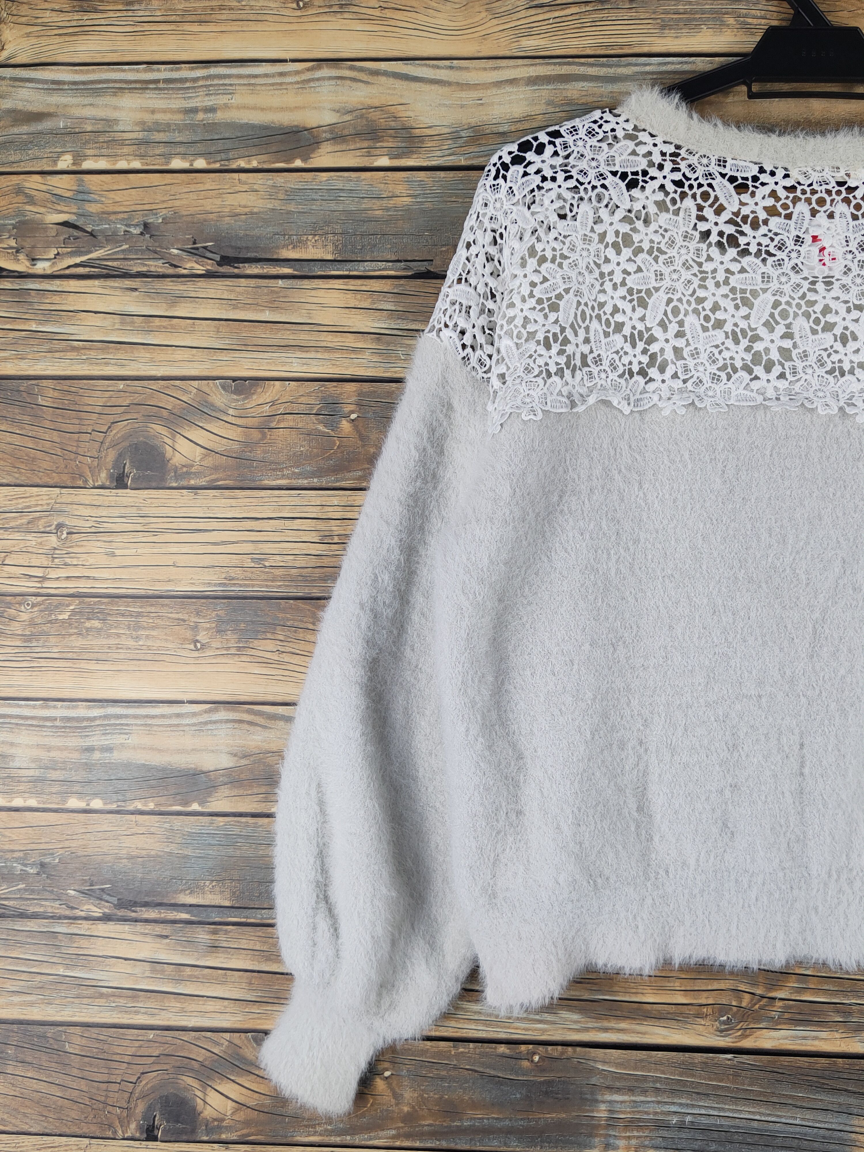 Japanese Brand Aces Femme Light Gray Shag Shaggy Fur Mohair Knitwear #W1196 Size M / US 6-8 / IT 42-44 - 8 Thumbnail