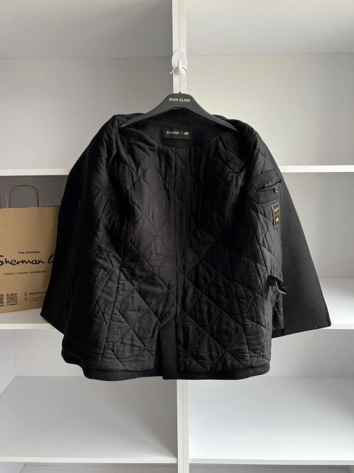 Balmain × Designer × Vintage Vintage Balmain x H&M Black Double Breasted Wool Coat Womens Size S / US 4 / IT 40 - 8 Thumbnail
