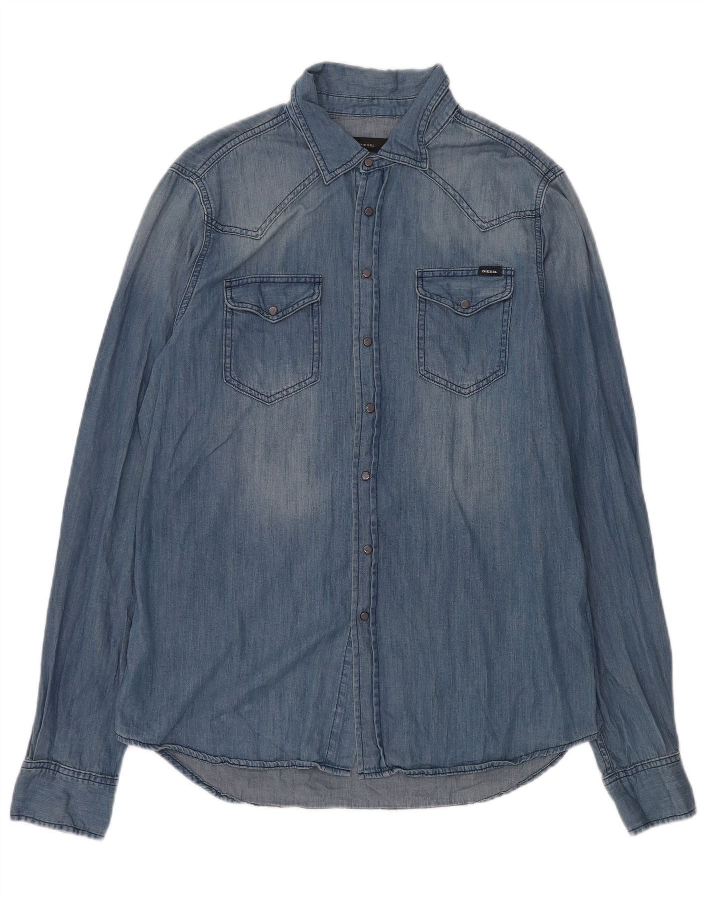 Diesel Mens Denim Shirt XL Blue Cotton Size US XL / EU 56 / 4 - 1 Thumbnail