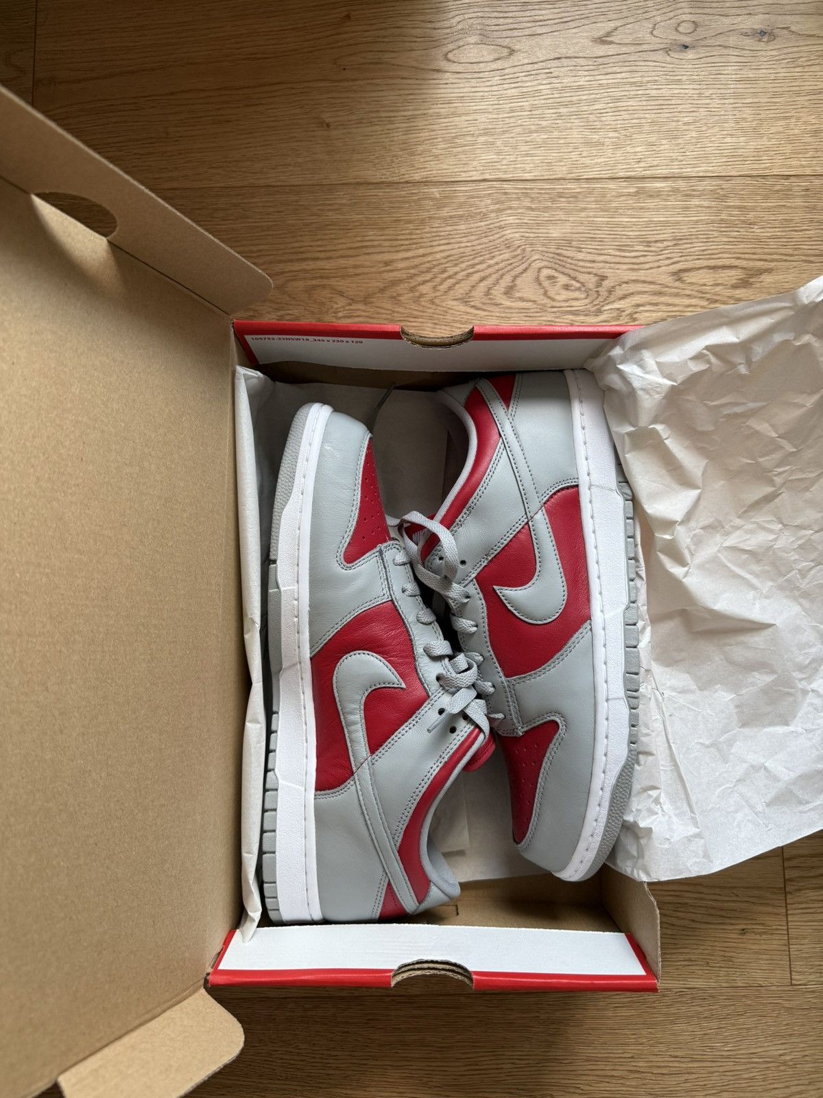 Nike Nike Dunk Low QS Gray & Red Size US 12 / EU 45 - 5 Thumbnail