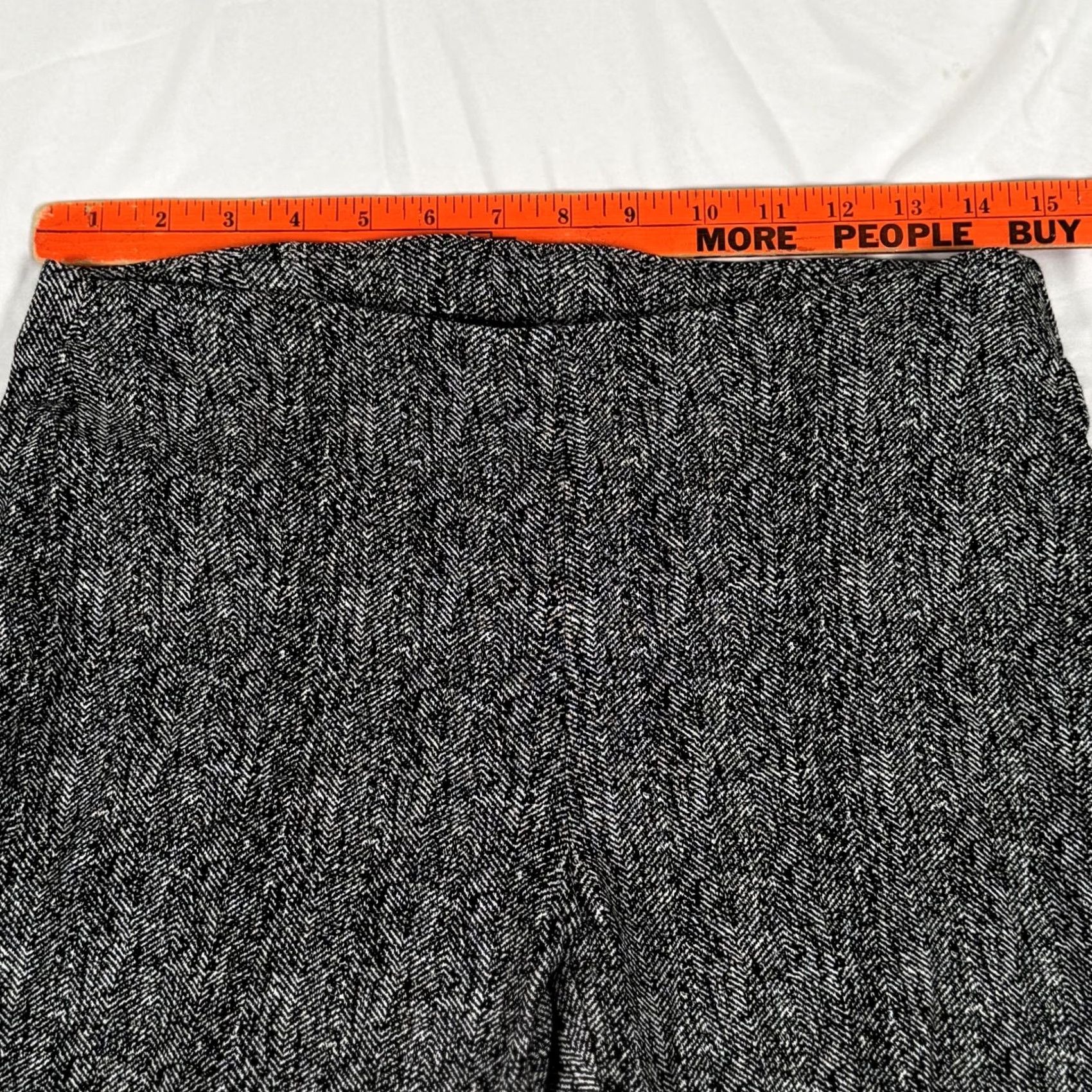 Alfani Alfani Pants 8 Stretch Herringbone Tweed Fringe Hem Ankle Cropped Career Womens Size 30" / US 8 / IT 44 - 6 Thumbnail