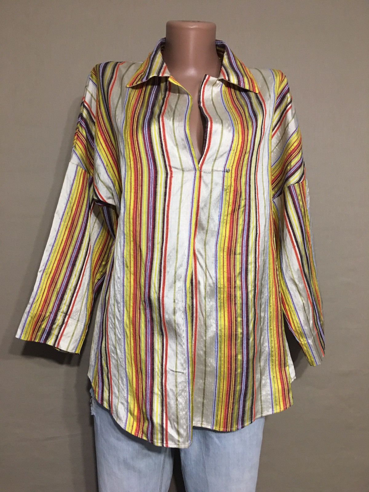 Akris Akris Punto Silk Multicolor Striped Blouse Shirt Size EU 34 Size S / US 4 / IT 40 - 1 Thumbnail