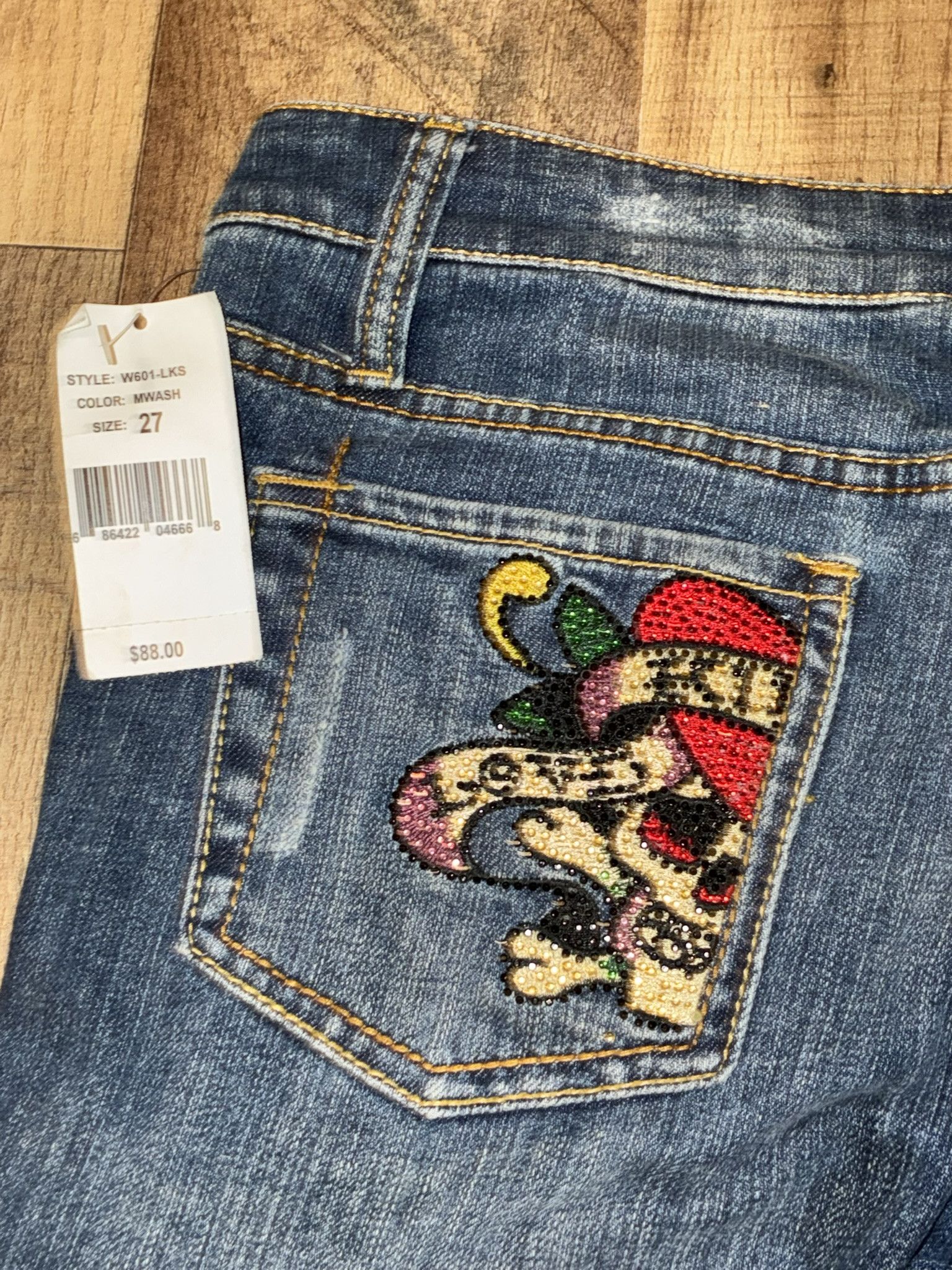 Ed Hardy Ed Hardy Jean Shorts Love Kills Embroidered Y2K Vintage Size US 27 - 4 Thumbnail
