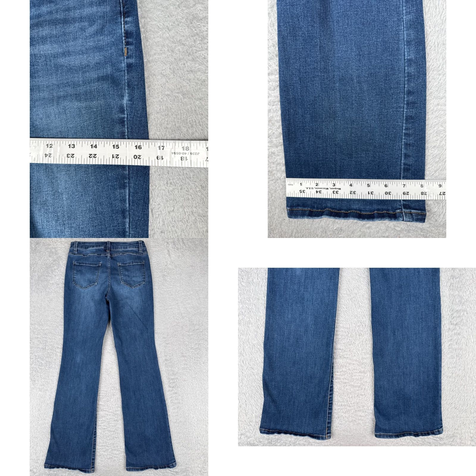 Vintage Maurices Jeans Womens 28x30 Blue Denim Mid Rise 28 30 5-Pocket Distressed Flared Bootcut Cotton Blend USA Size 34" / US 12 / IT 48 - 9 Thumbnail