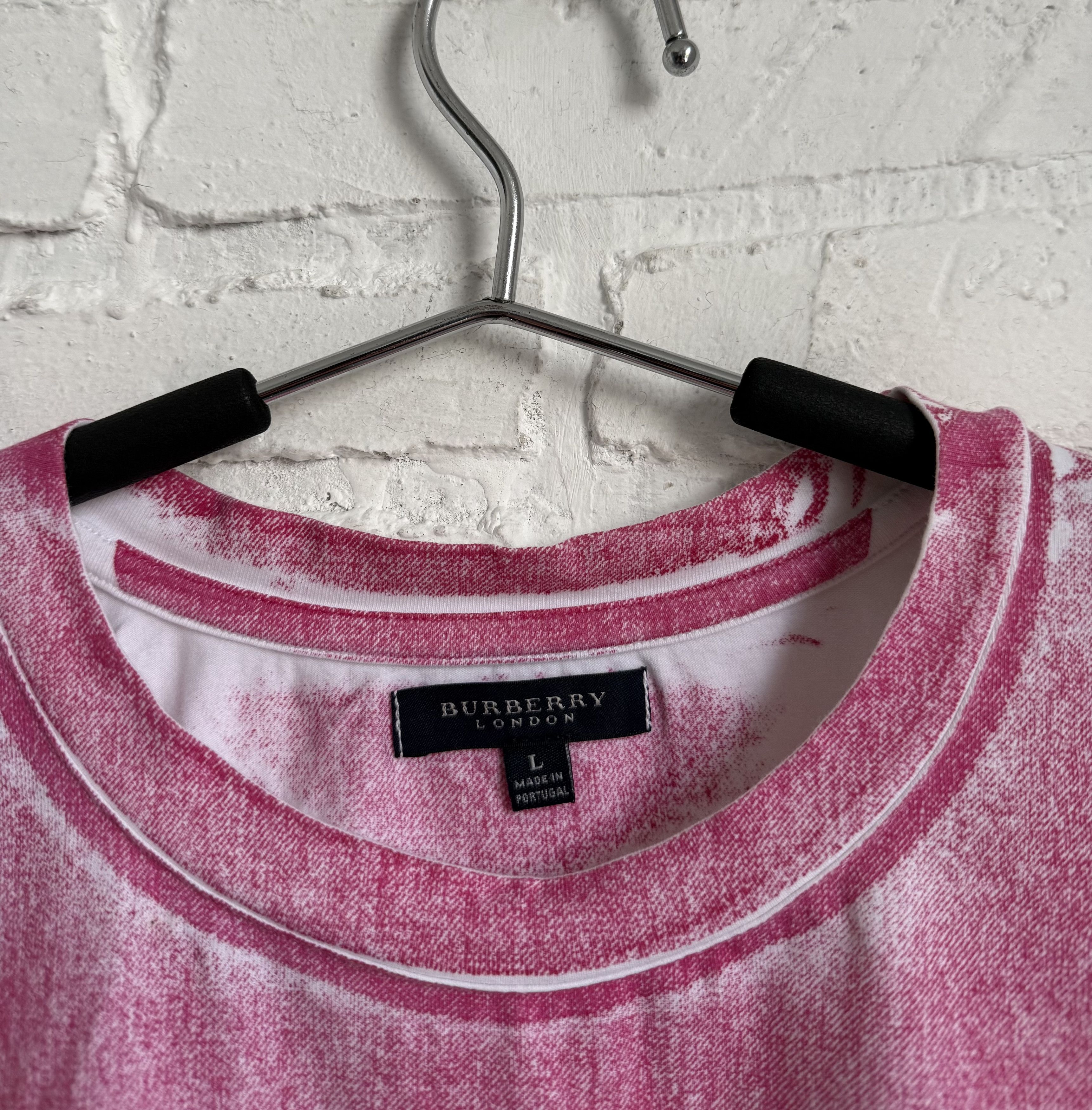 Burberry Rare Vintage Burberry pink washed denim logo t-shirt Size L / US 10 / IT 46 - 2 Thumbnail