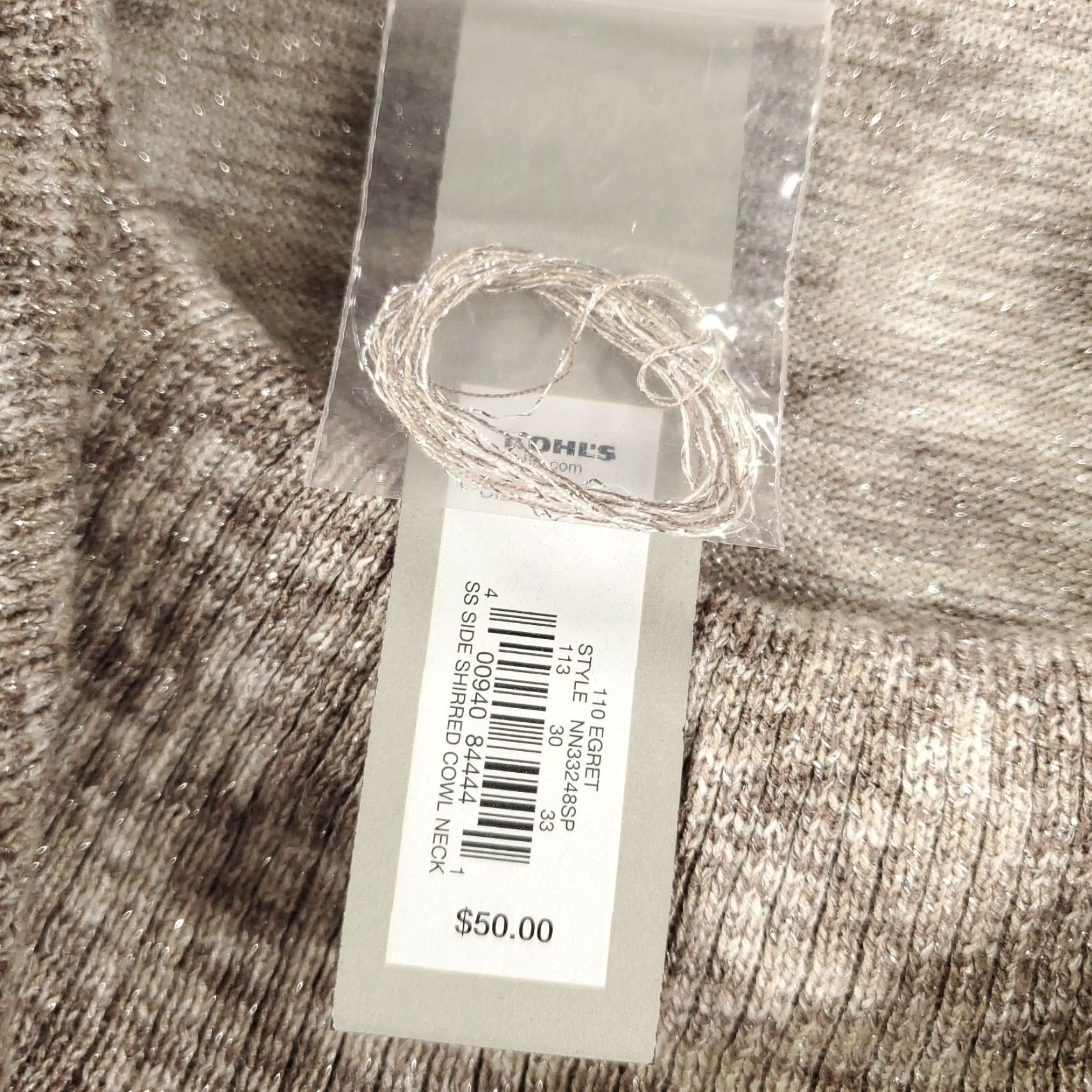Apt. 9 New Womens Sweater XL Shimmer Sparkle Rouched Sides cowl Neck Heathered NWT Size XL / US 12-14 / IT 48-50 - 5 Thumbnail