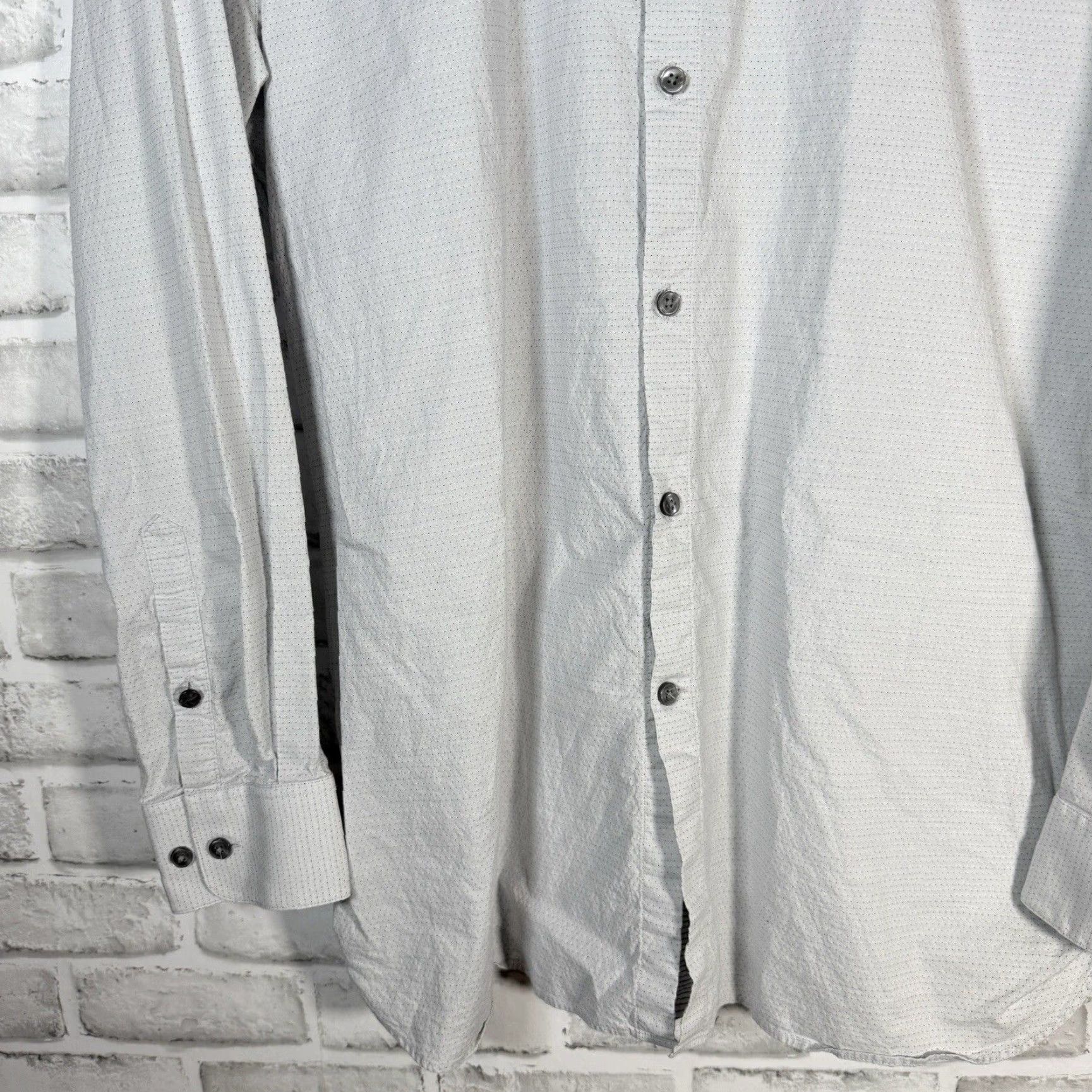 John Varvatos John Varvatos Shirt Slim Fit Button-Down Long Sleeve Men XL Gray Size US XL / EU 56 / 4 - 3 Thumbnail
