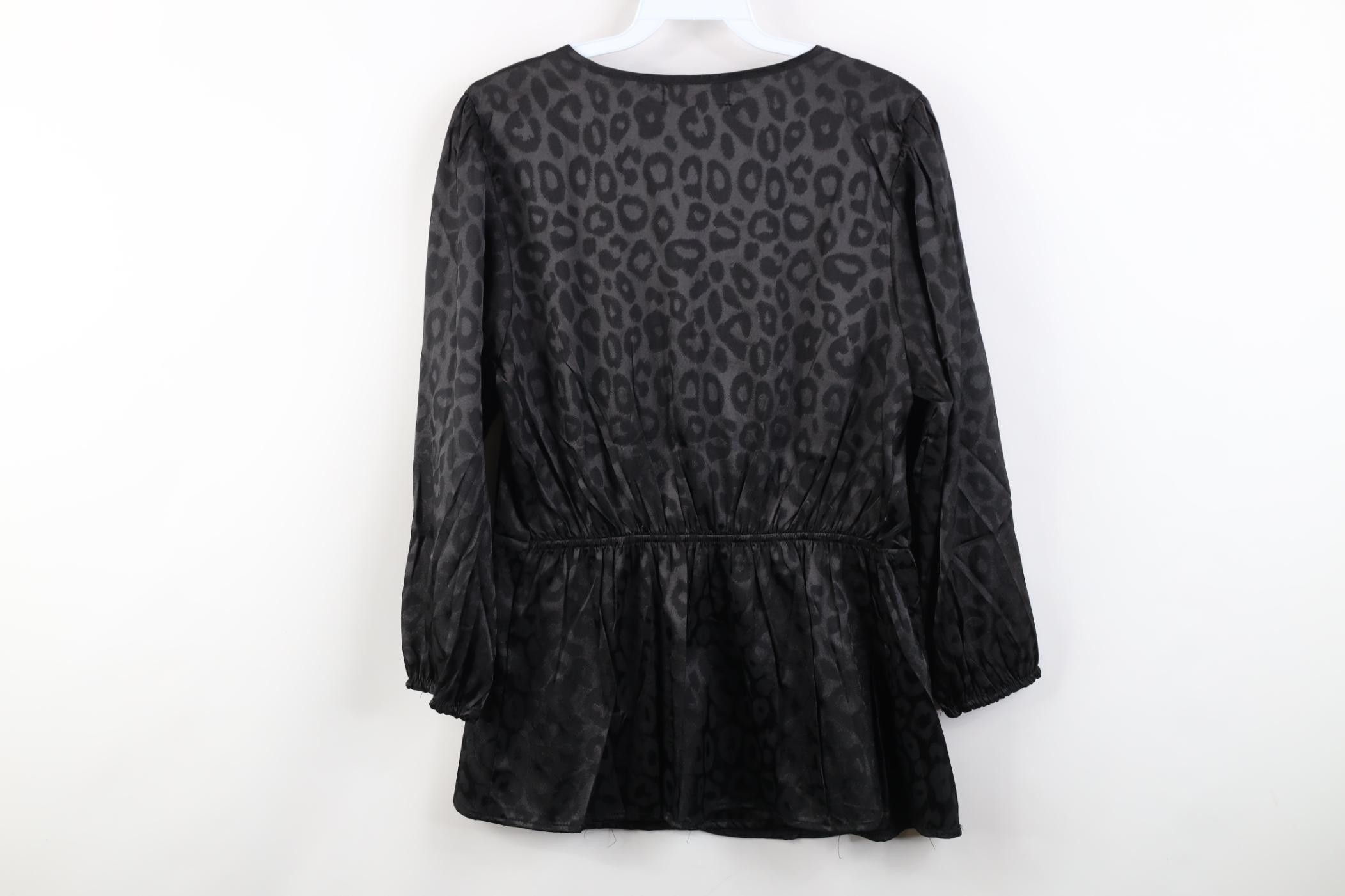 Vintage Vintage 90s Y2K Babydoll Leopard Cheetah Shirt Top Black Size L / US 10 / IT 46 - 10 Thumbnail