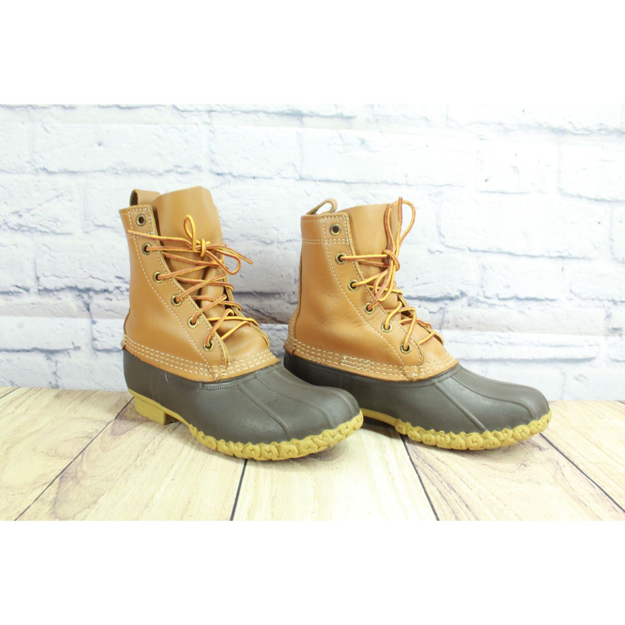 L.L. Bean × Leather LL Bean Women's Unlined Brown Leather Duck Boots Size US 6 / IT 36 - 3 Thumbnail