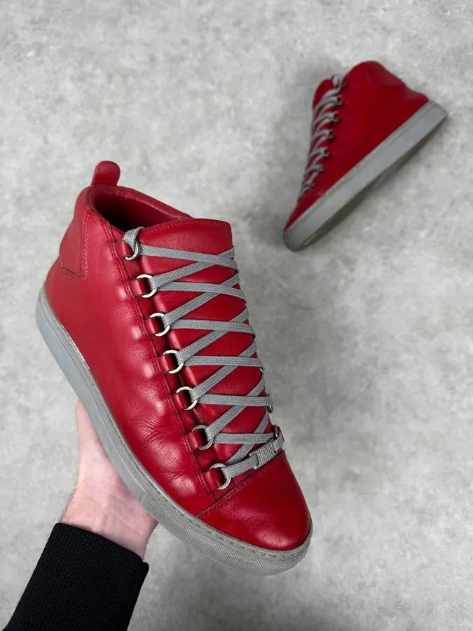 Balenciaga Balenciaga Red & Grey Arena High Sneakers Size US 7.5 / EU 40-41 - 1 Thumbnail