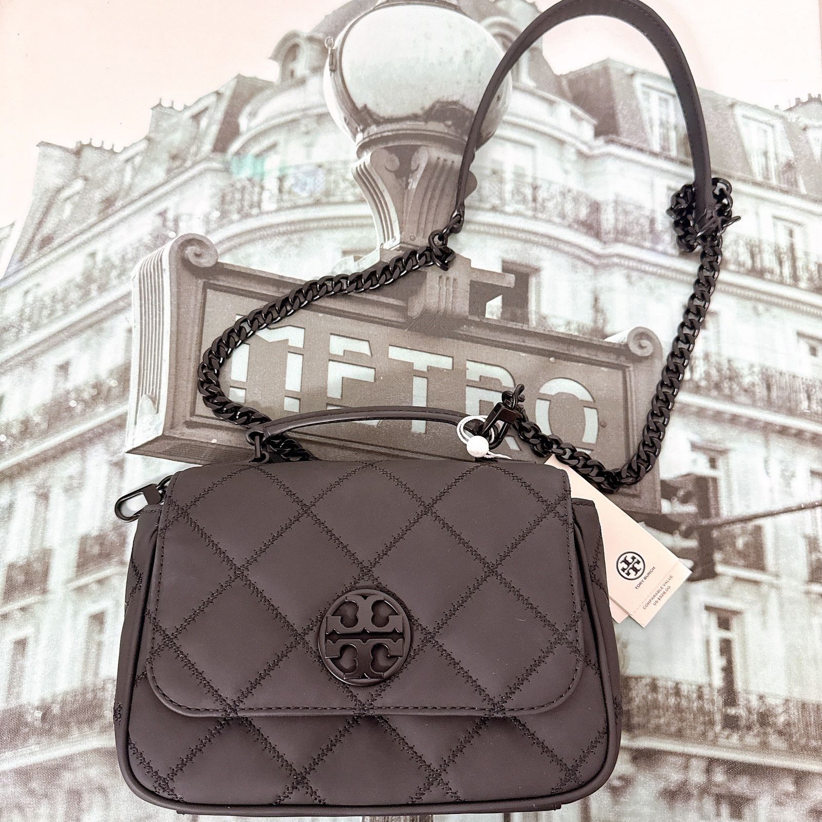 Tory Burch Tory Burch 87872 Willa Matte Mini Top Handle Bag Black Size ONE SIZE - 6 Thumbnail
