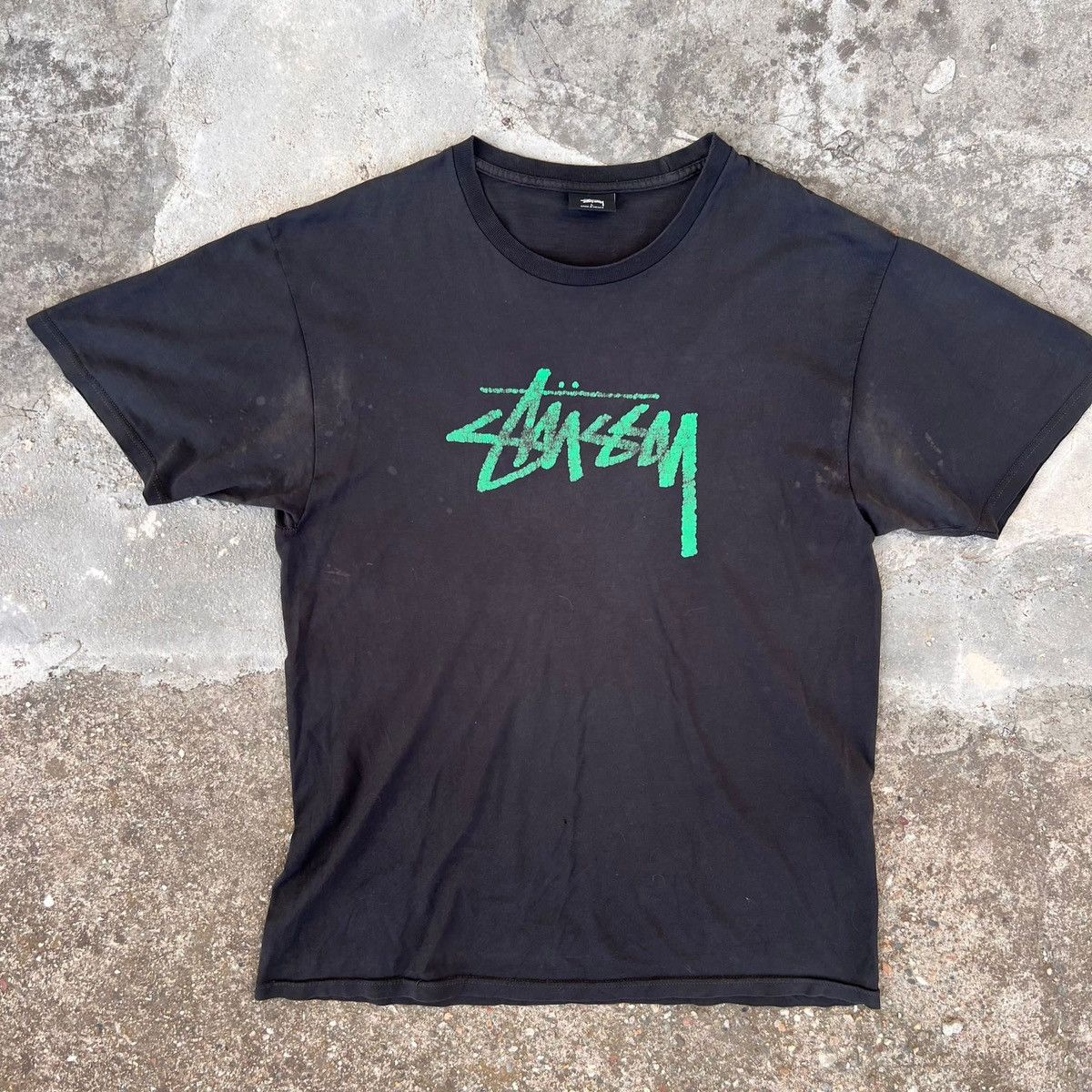 Stussy Vintage Y2K Black Tshirt Tee Printed