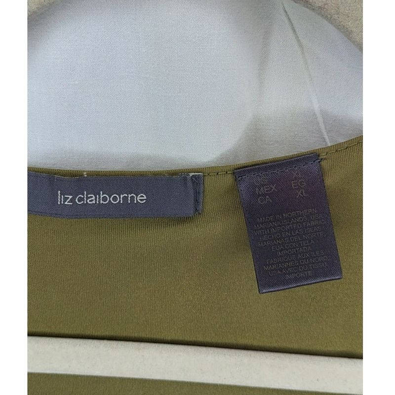 Liz Claiborne Liz Claiborne Olive Green Lace Short Sleeve Top Size XL Size XL / US 12-14 / IT 48-50 - 4 Thumbnail