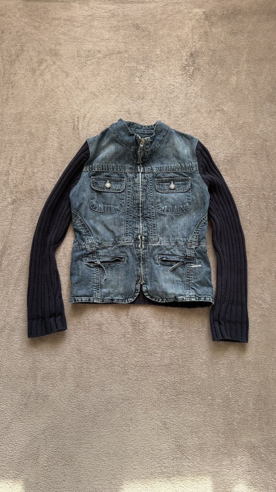Hysteric Glamour Y2K Vintage Faded Denim Knit Jacket gucci miu miu ysl Style Size US S / EU 44-46 / 1 - 1 Thumbnail