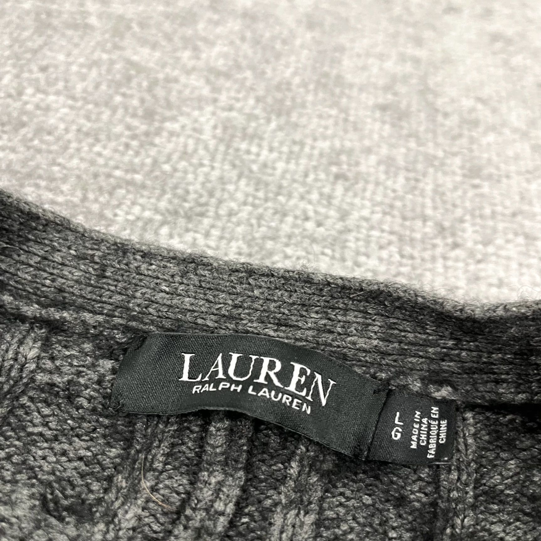 Ralph Lauren VINTAGE Lauren Ralph Lauren Sweater Cardigan Womens Large Gray Wool Blend Open Knit Fall Winter Size L / US 10 / IT 46 - 2 Thumbnail