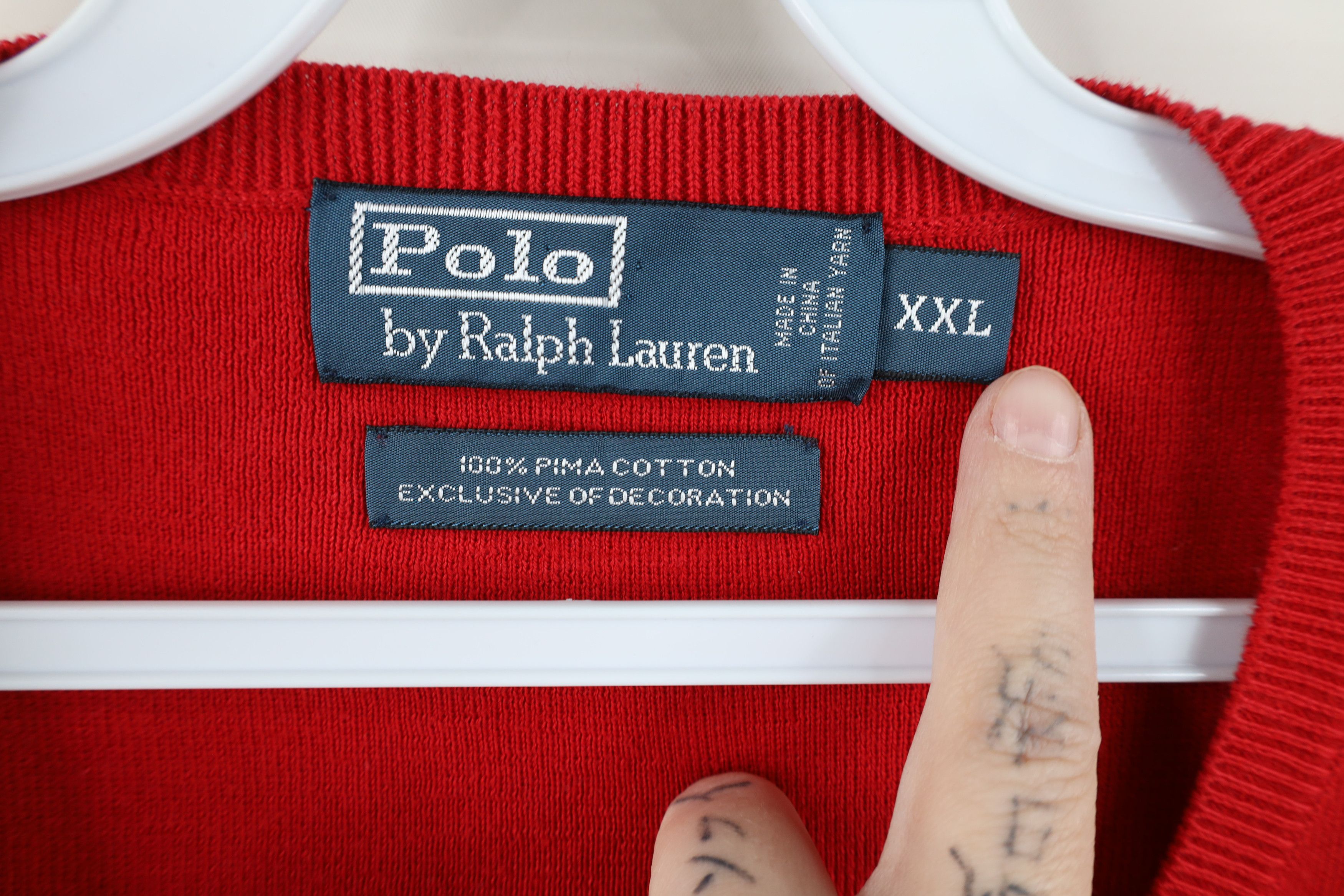 Ralph Lauren Vintage 90s Ralph Lauren Cotton Knit V-Neck Sweater Vest Red Size US XXL / EU 58 / 5 - 8 Thumbnail