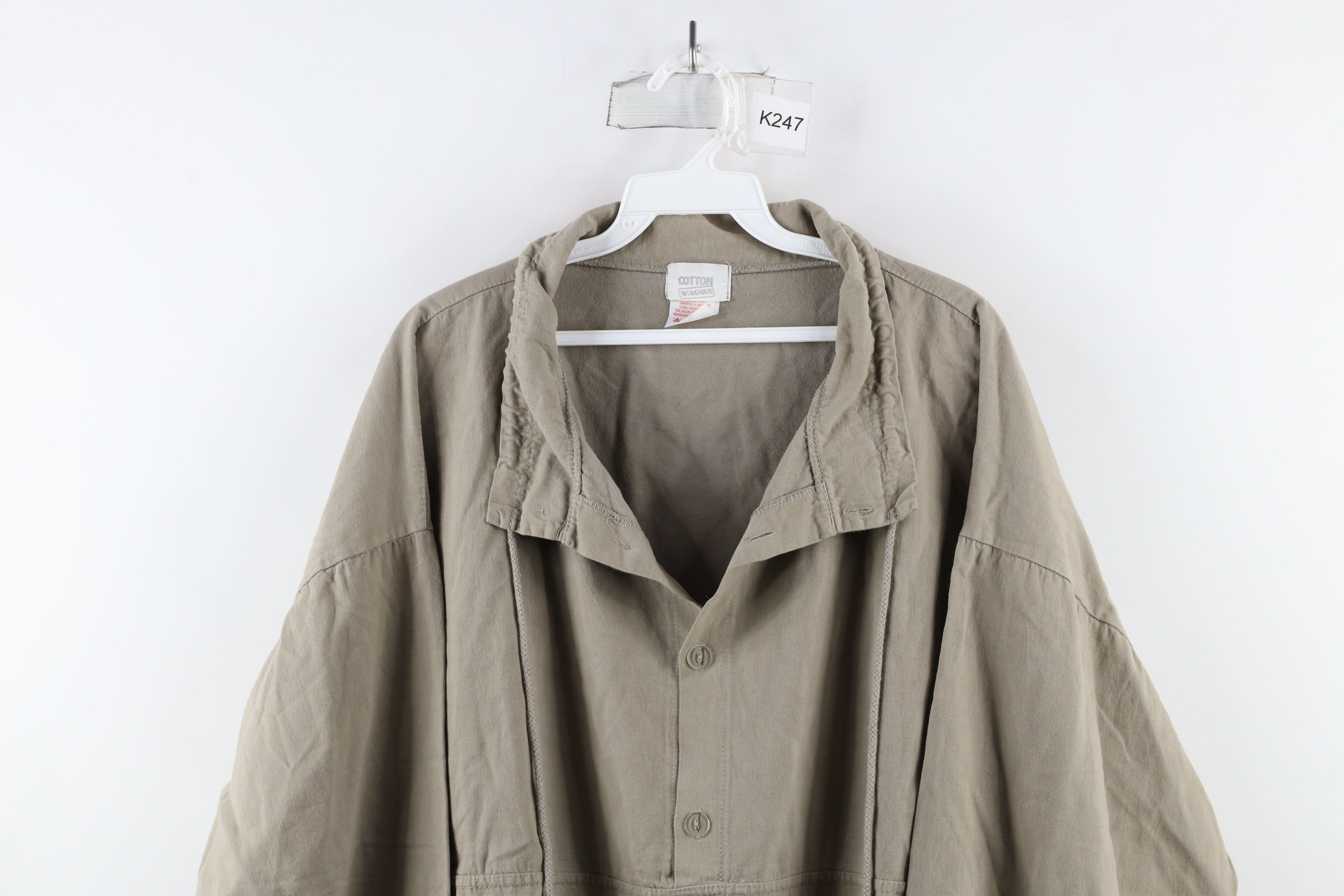 Vintage Vintage 90s Streetwear Cotton Twill Pullover Jacket Beige Size US L / EU 52-54 / 3 - 2 Thumbnail