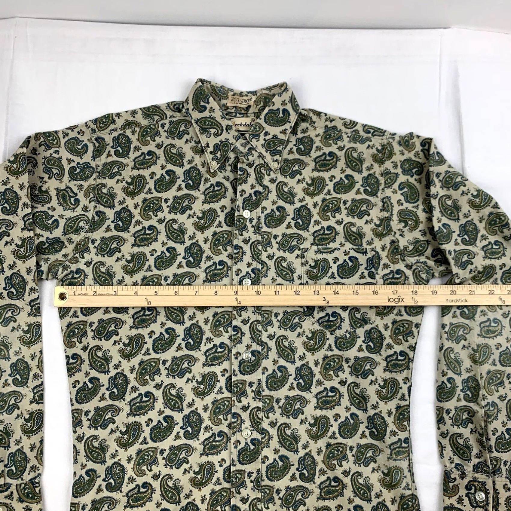 Vintage VINTAGE Archdale Button Up Shirt Womens 16 Green Paisley 1950s 1960s Collared Shirt Size XXL / US 16-18 / IT 52-54 - 7 Thumbnail