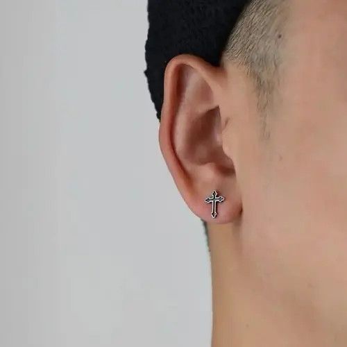 VIBE Black Cross Stud Earrings Size ONE SIZE - 1 Thumbnail