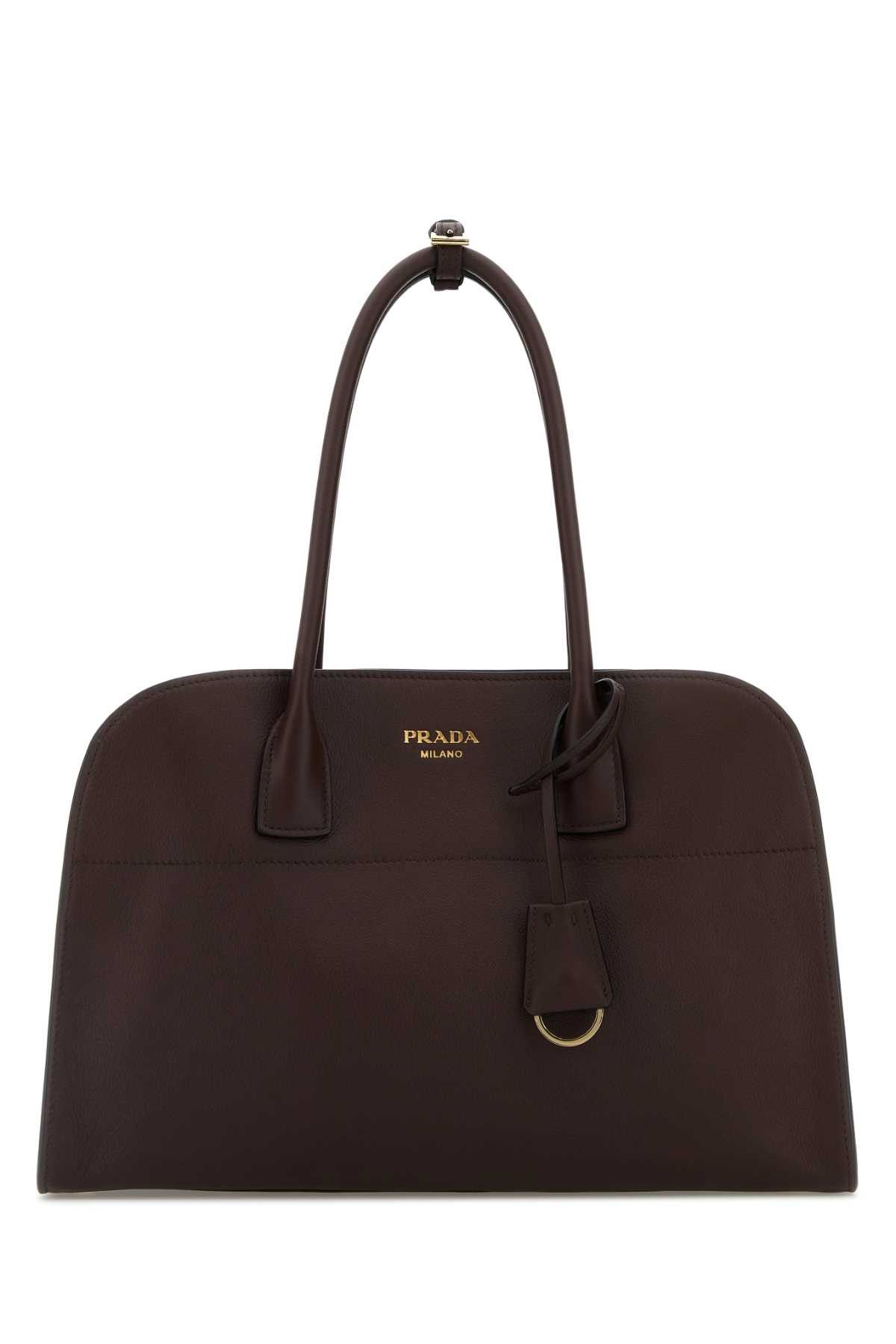 Prada Aubergine Leather Medium Shopping Bag Size ONE SIZE - 1 Thumbnail