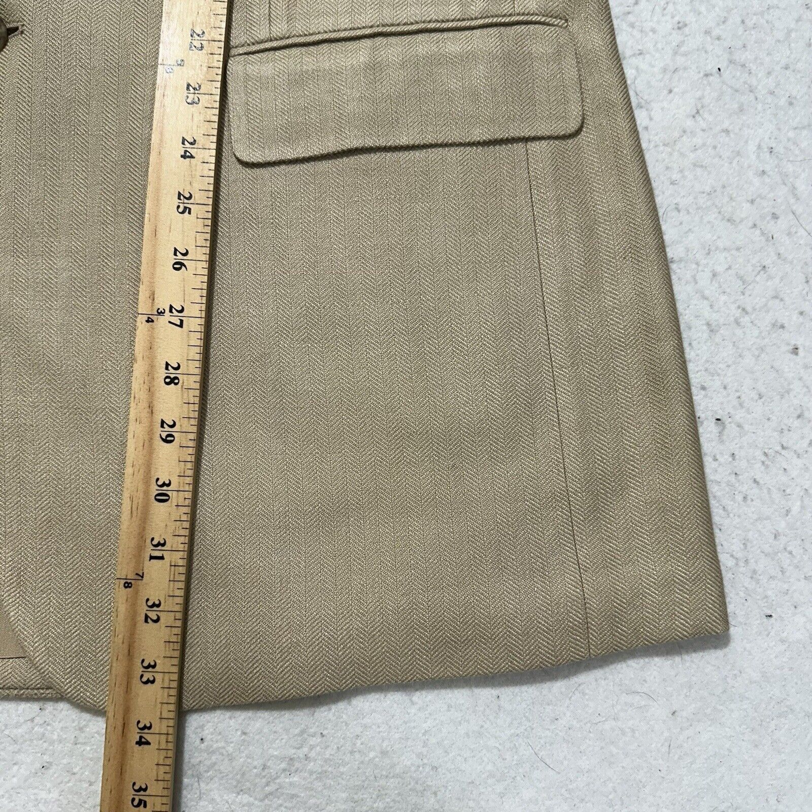 Haggar Haggar Black Label 44L Silk Beige Herringbone Suit Jacket Size 44L - 12 Thumbnail