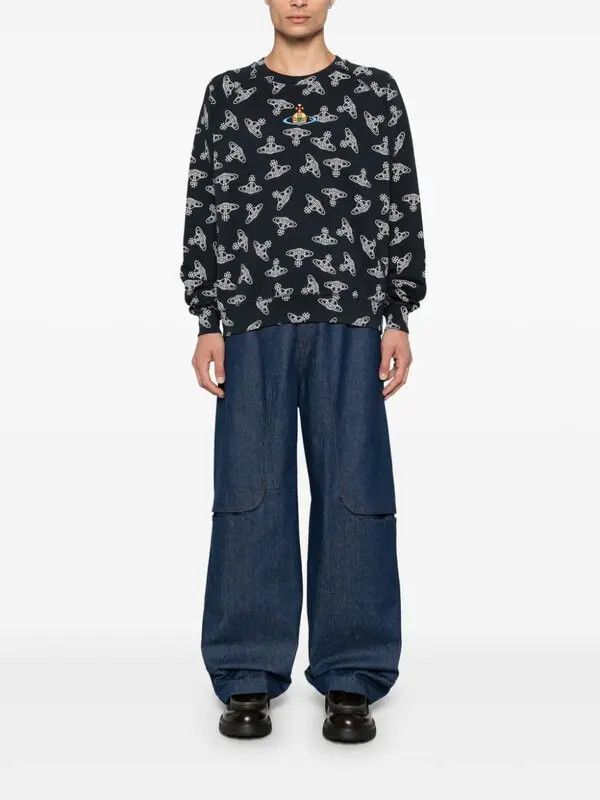 Vivienne Westwood o1srvl11e0326 Raglan Sweatshirt in Navy Blue Size US XL / EU 56 / 4 - 2 Thumbnail