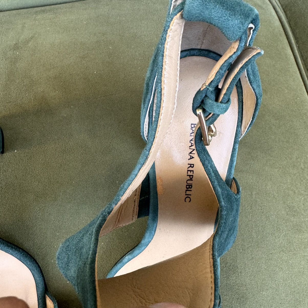 Banana Republic Banana Republic Blyss Green Suede Sandals 8.5 M Size US 8.5 / IT 38.5 - 5 Thumbnail