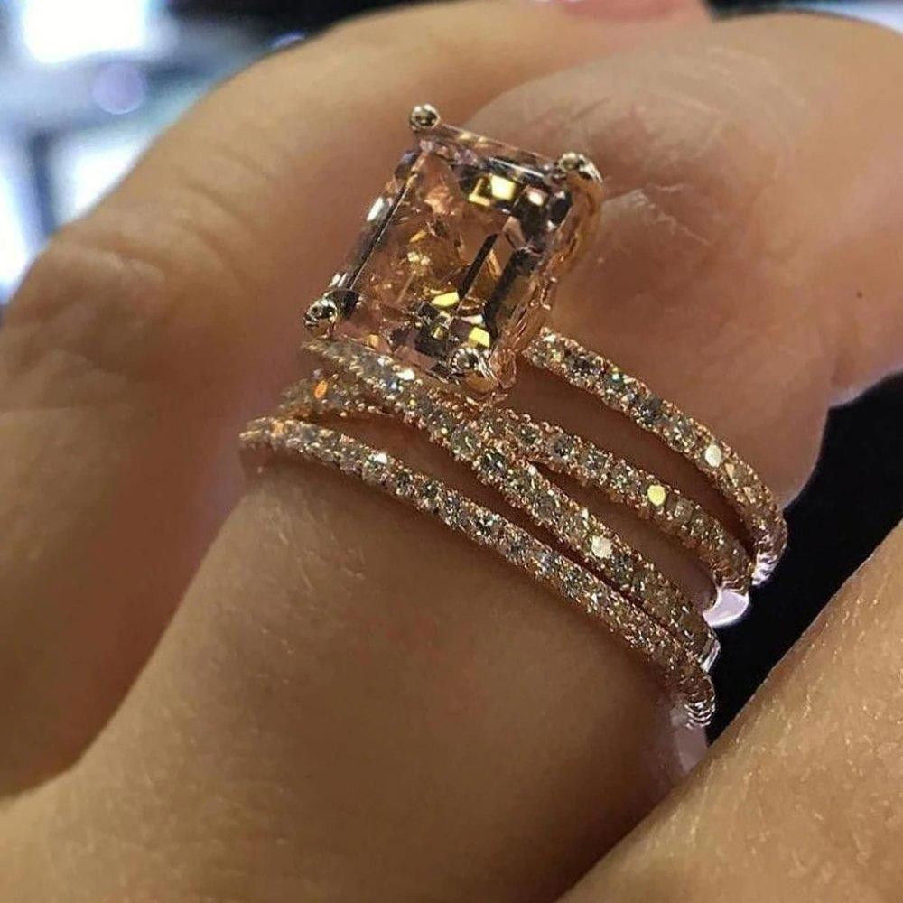 Designer Sparkling Champagne Morganite Crystal Engagement Ring Size ONE SIZE - 1 Thumbnail