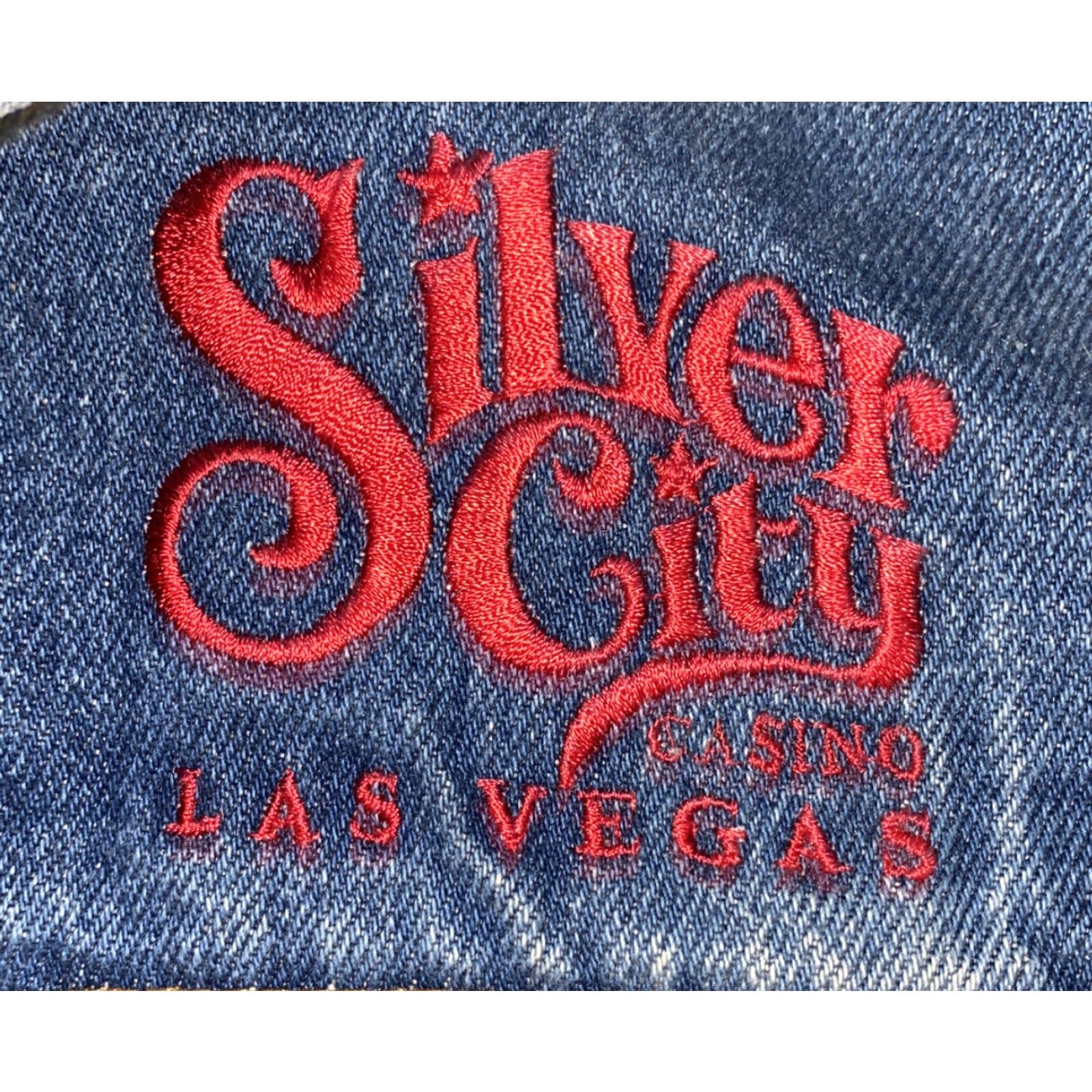 Denime SHARUI JEAN JACKET Shirt Men M Blue Denim Silver City Las Vegas 2 Buttons Only Casual Vintage-Inspired Size US 31 - 2 Thumbnail