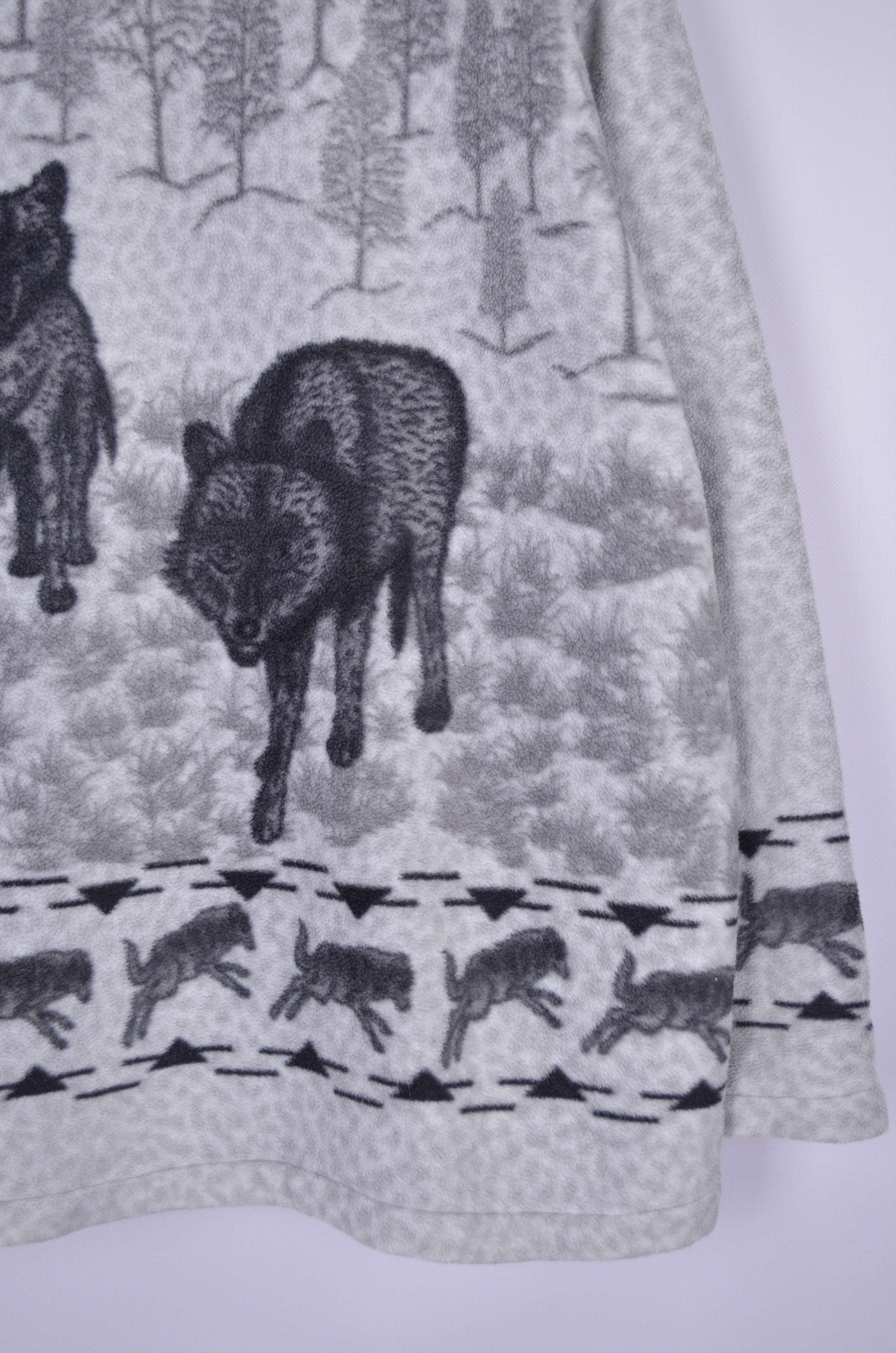 Vintage Vintage Jacques Lorant Fleece Pattern Wolves Full Zip Sz XL Size US XL / EU 56 / 4 - 10 Thumbnail