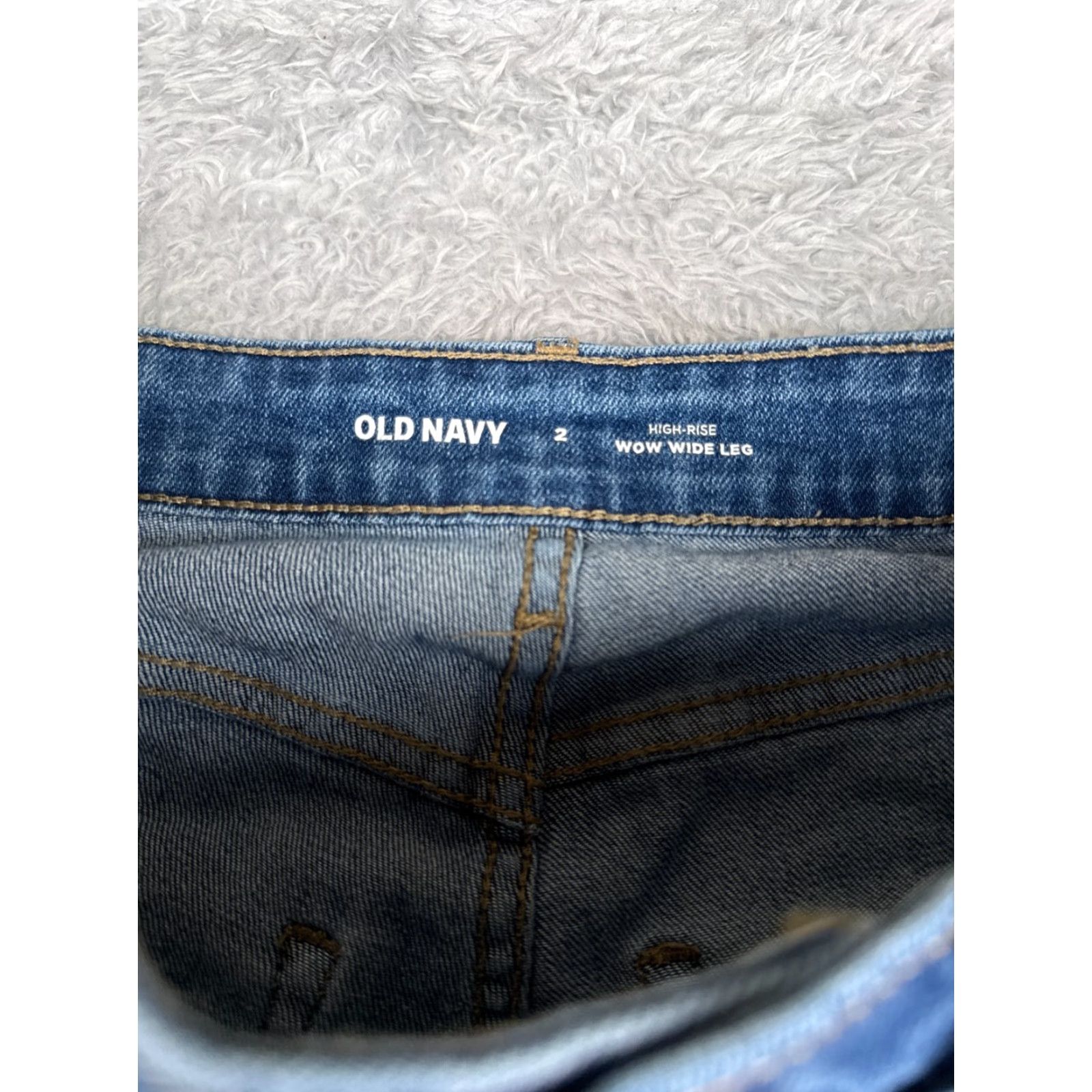 Old Navy Old Navy Wide Leg Jeans Womens 2 High Rise Blue Denim Cotton Blend 26x30 5-Pocket Regular Fit Size 26" / US 2 / IT 38 - 6 Thumbnail