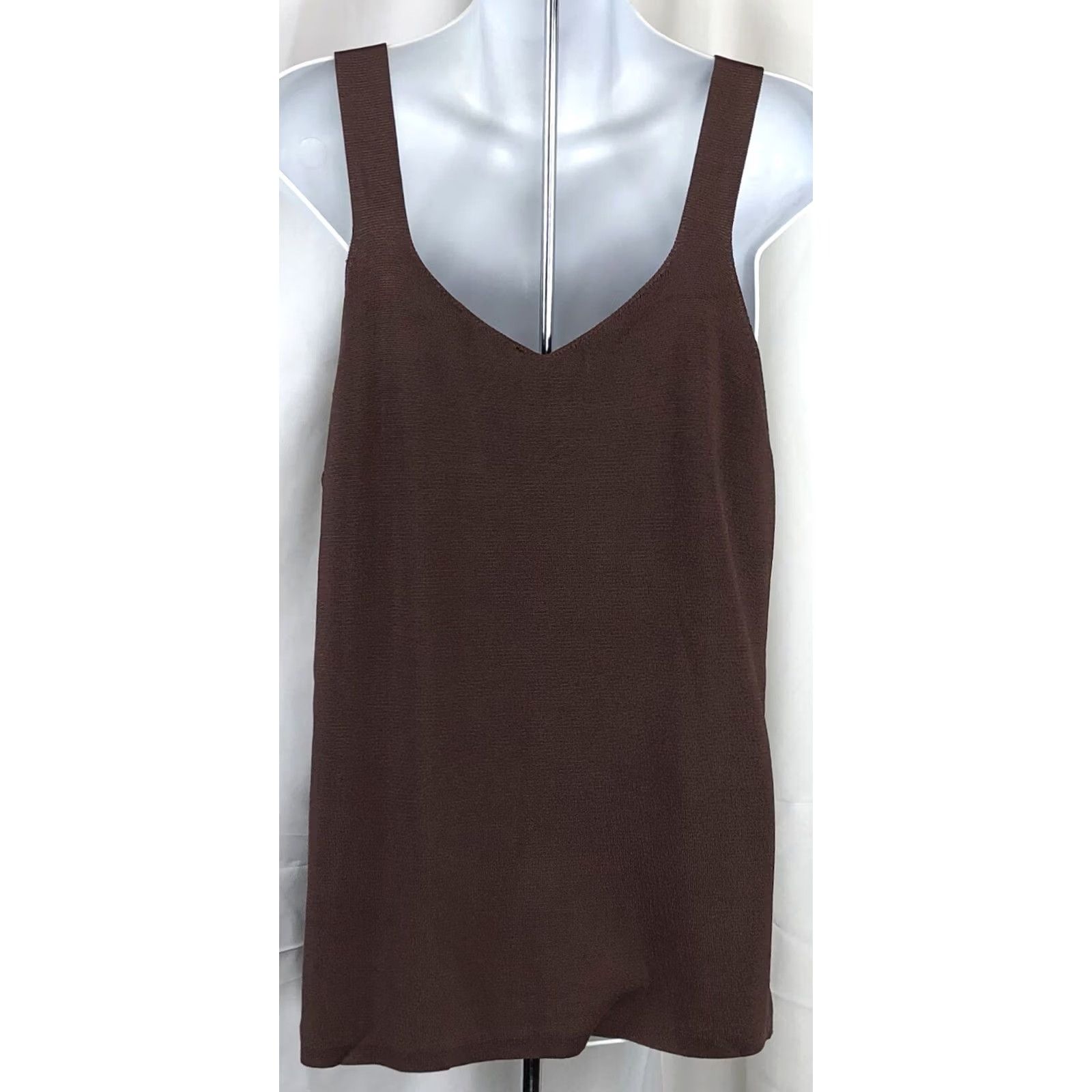 Ann Taylor Ann Taylor Tank Top L Brown Viscose Knit V-Neck NWT Fairy Grunge Whimsigoth Size L / US 10 / IT 46 - 3 Thumbnail