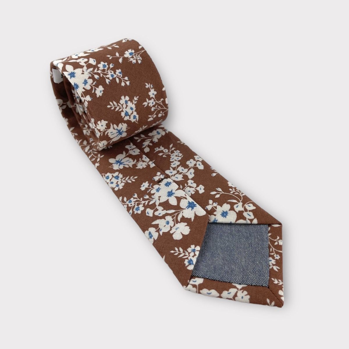 Other Men's Russet Brown Floral Print Necktie, Slim 2.5” Width Size ONE SIZE - 4 Thumbnail