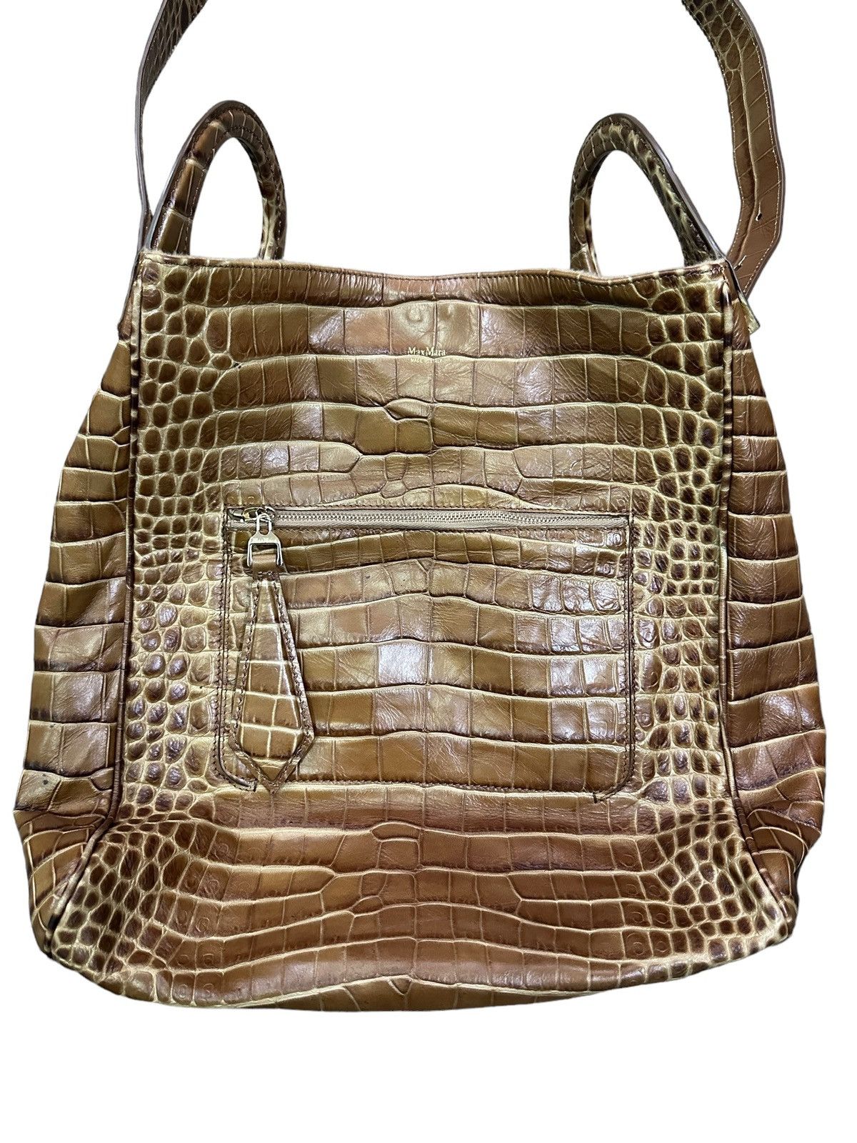 Vintage RARE MAX MARA EMBOSSED CROC LETAHER Size ONE SIZE - 5 Thumbnail