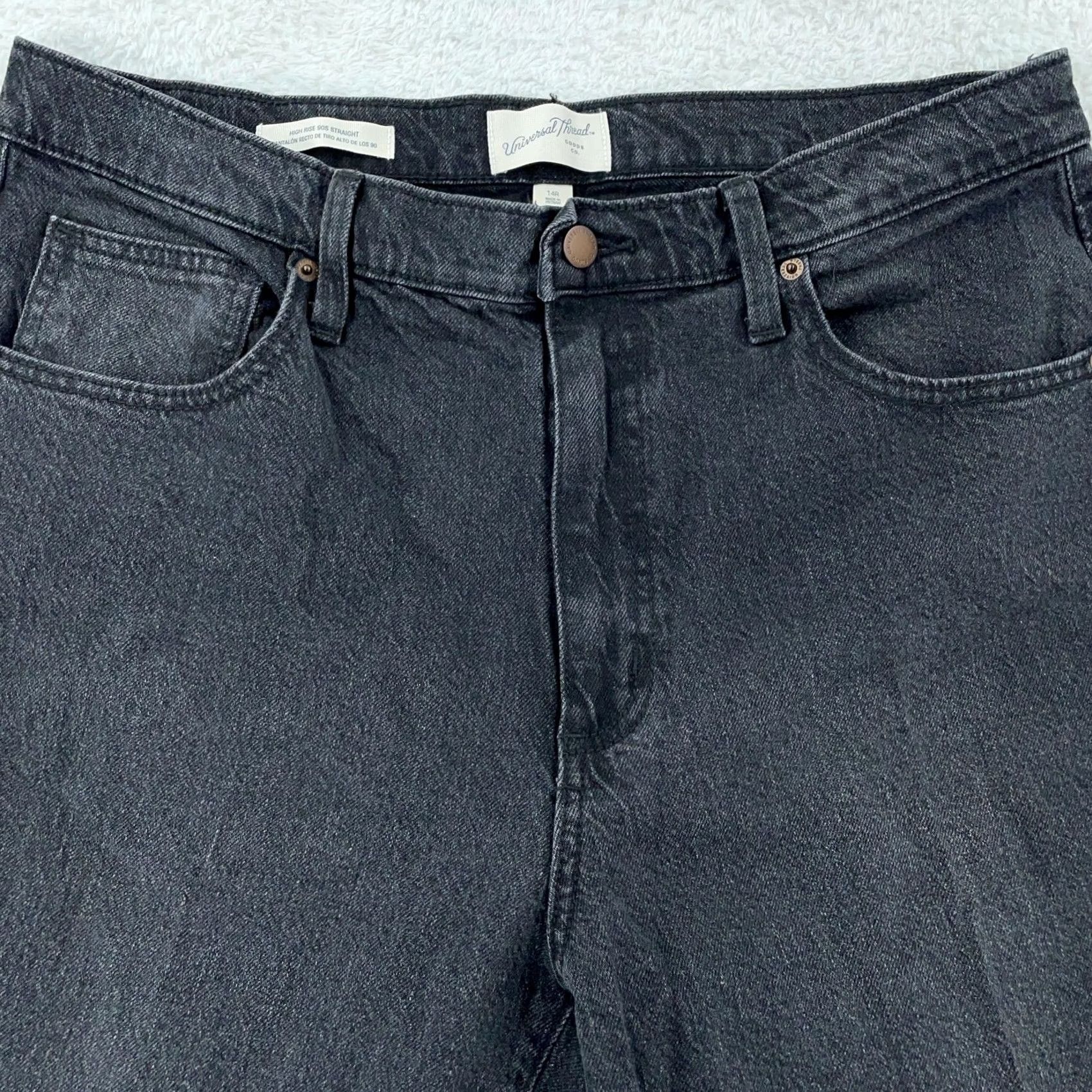 Vintage VINTAGE Universal Thread High Rise 90s Straight Jeans Womens 14R Washed Black 36x31 Mens Womens Size 36" / US 14 / IT 50 - 2 Thumbnail