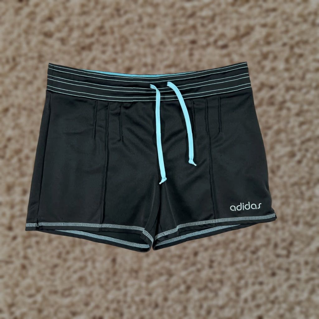 Adidas Adidas Shorts Womens Small Black Blue 100% Polyester Drawstring Gym Running Size 30" / US 8 / IT 44 - 1 Thumbnail