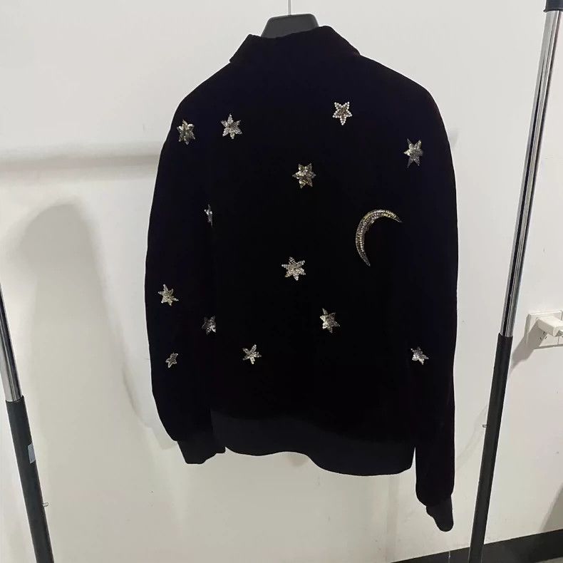 Saint Laurent Paris saint Laurent paris16 FW Wine Red Velvet Star-Moon Jacket Size US M / EU 48-50 / 2 - 3 Thumbnail