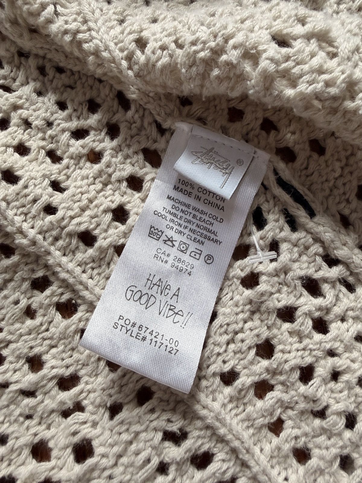 Stussy Stussy crochet button up shirt cream Size US M / EU 48-50 / 2 - 4 Thumbnail