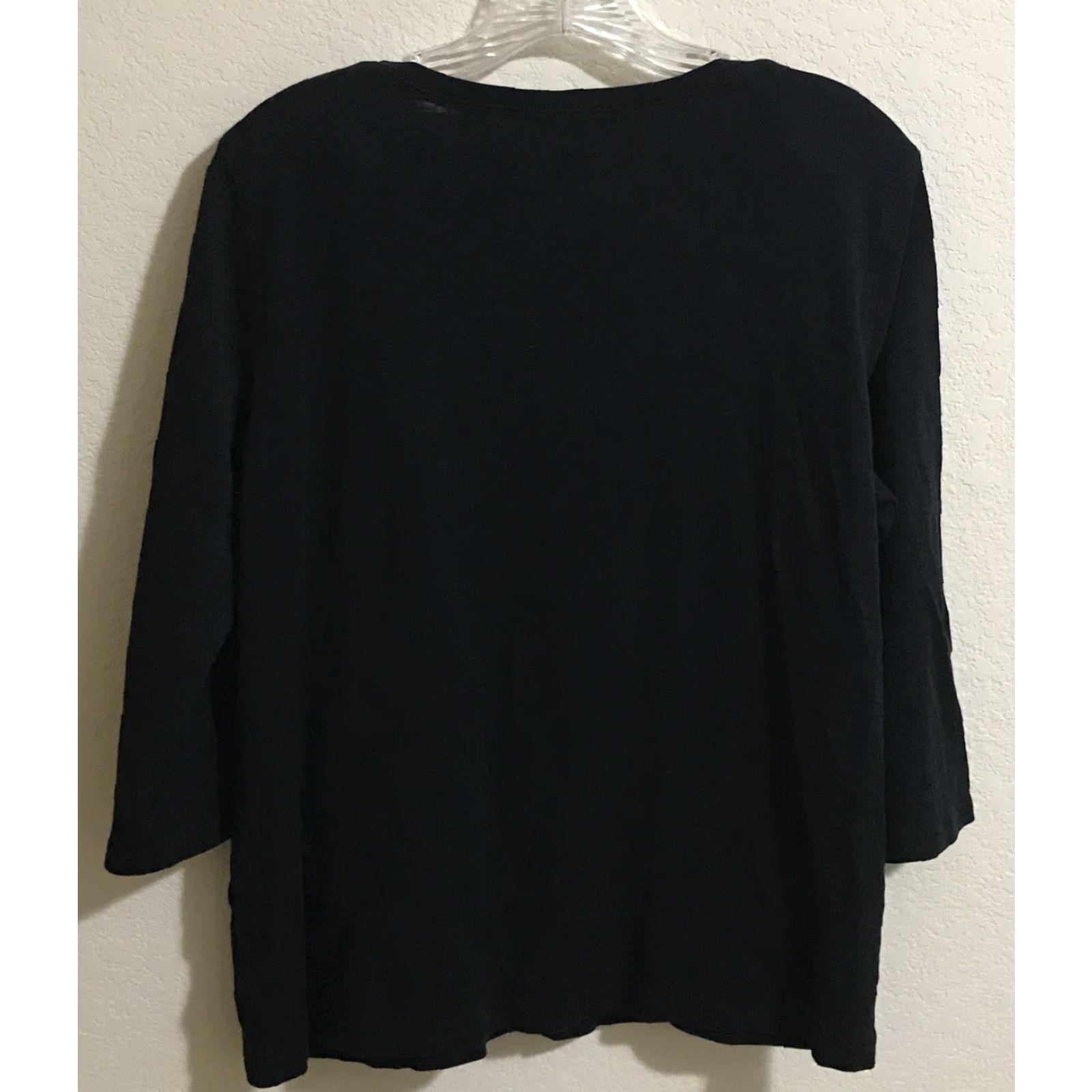Chaps Chaps Women Knit Top 3/4 Sleeve Button Black XL 100% Cotton Ruffle B767 Shirt Size XL / US 12-14 / IT 48-50 - 3 Thumbnail