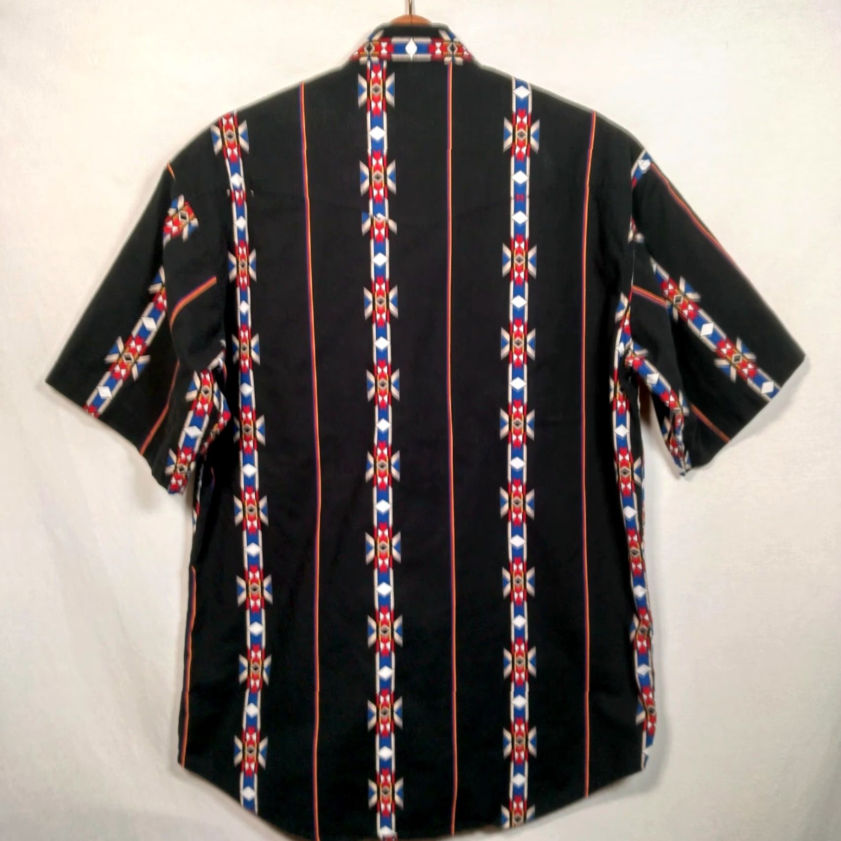 Wrangler VINTAGE Wrangler Western Shirt Men Medium Black Southwest Geometric Stripe Short Sleeve Snap Button Ranchwear Size US M / EU 48-50 / 2 - 3 Thumbnail