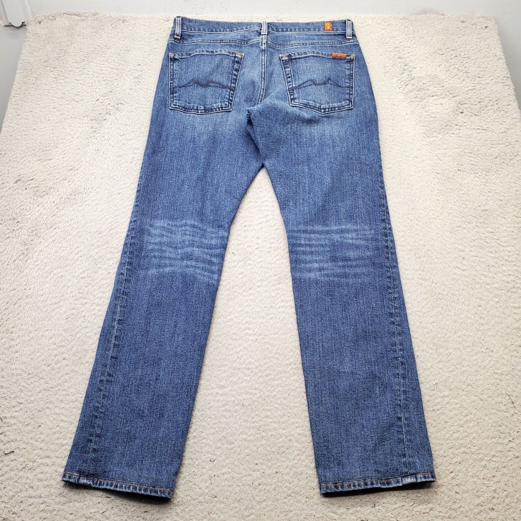 7 For All Mankind 7 For All Mankind Jeans Womens 32 Blue Denim Straight Slim Patch Logo Size 24" / US 00 / IT 34 - 2 Thumbnail